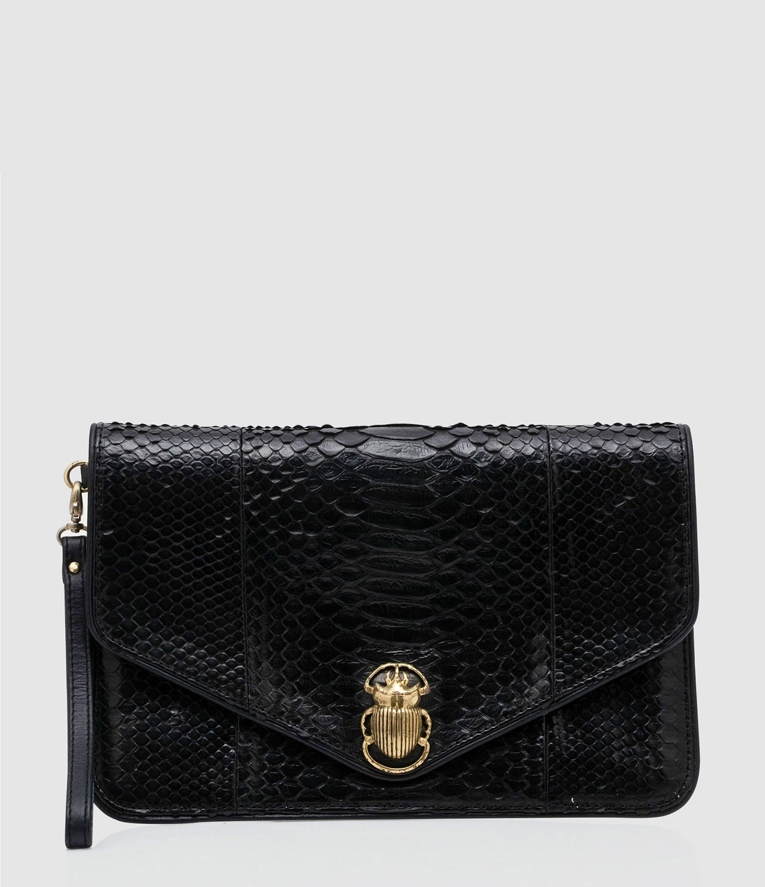 Pochette Alicia Python Noir