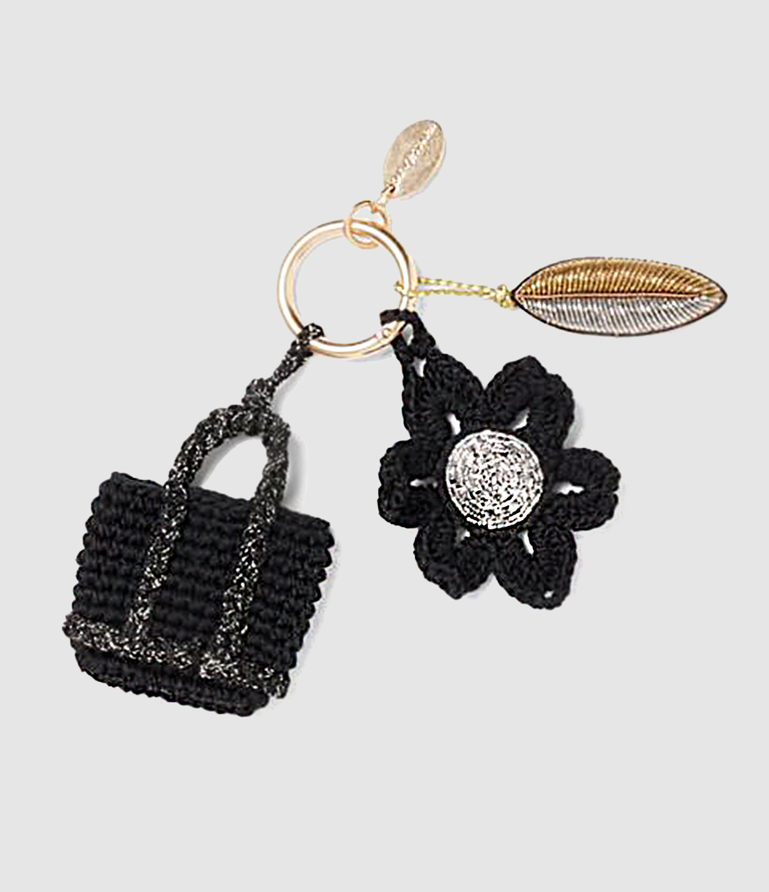 Porte-clés Feuille Noir