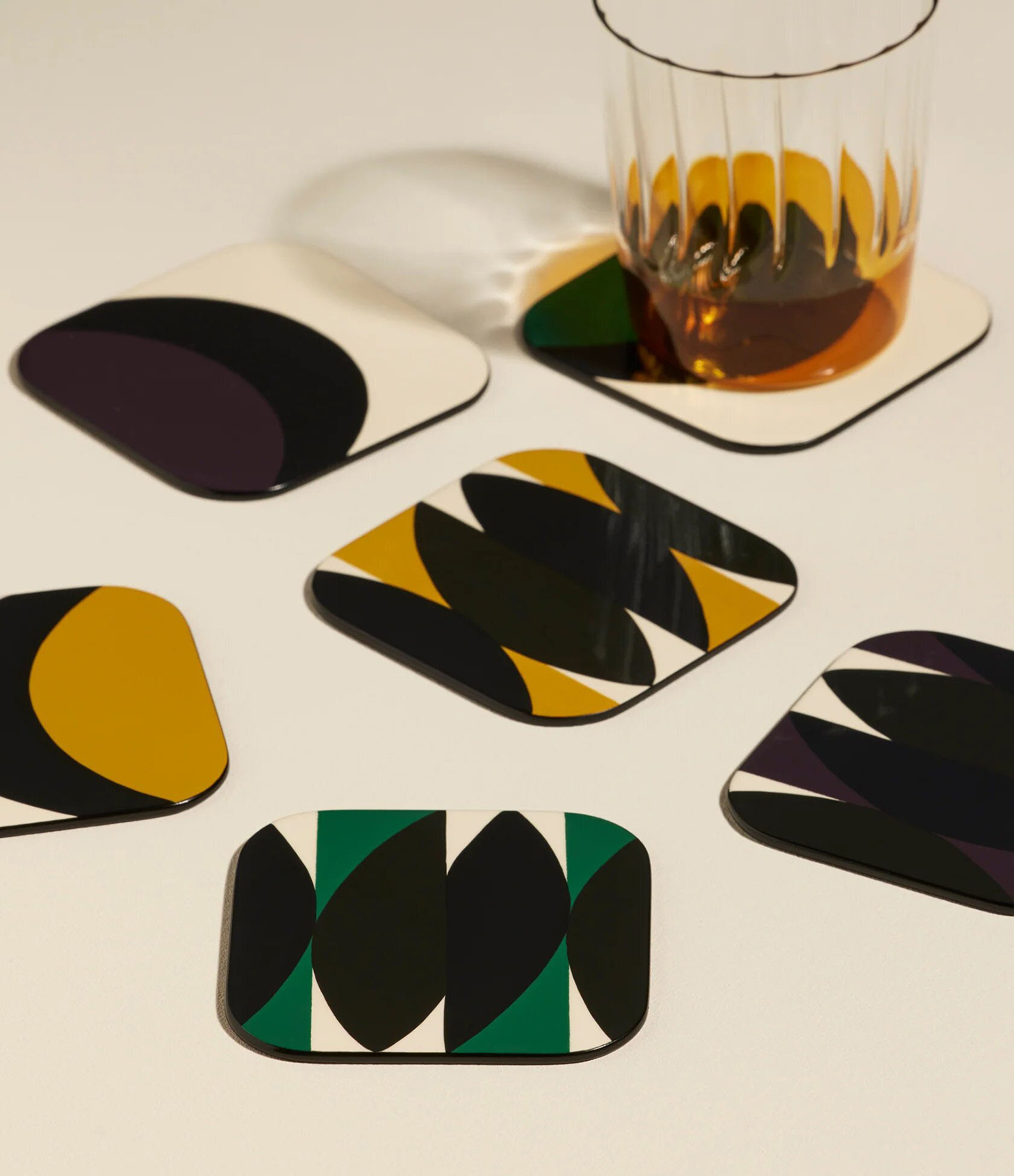 Dessous de Verre Tchin Ocre Forêt Aubergine