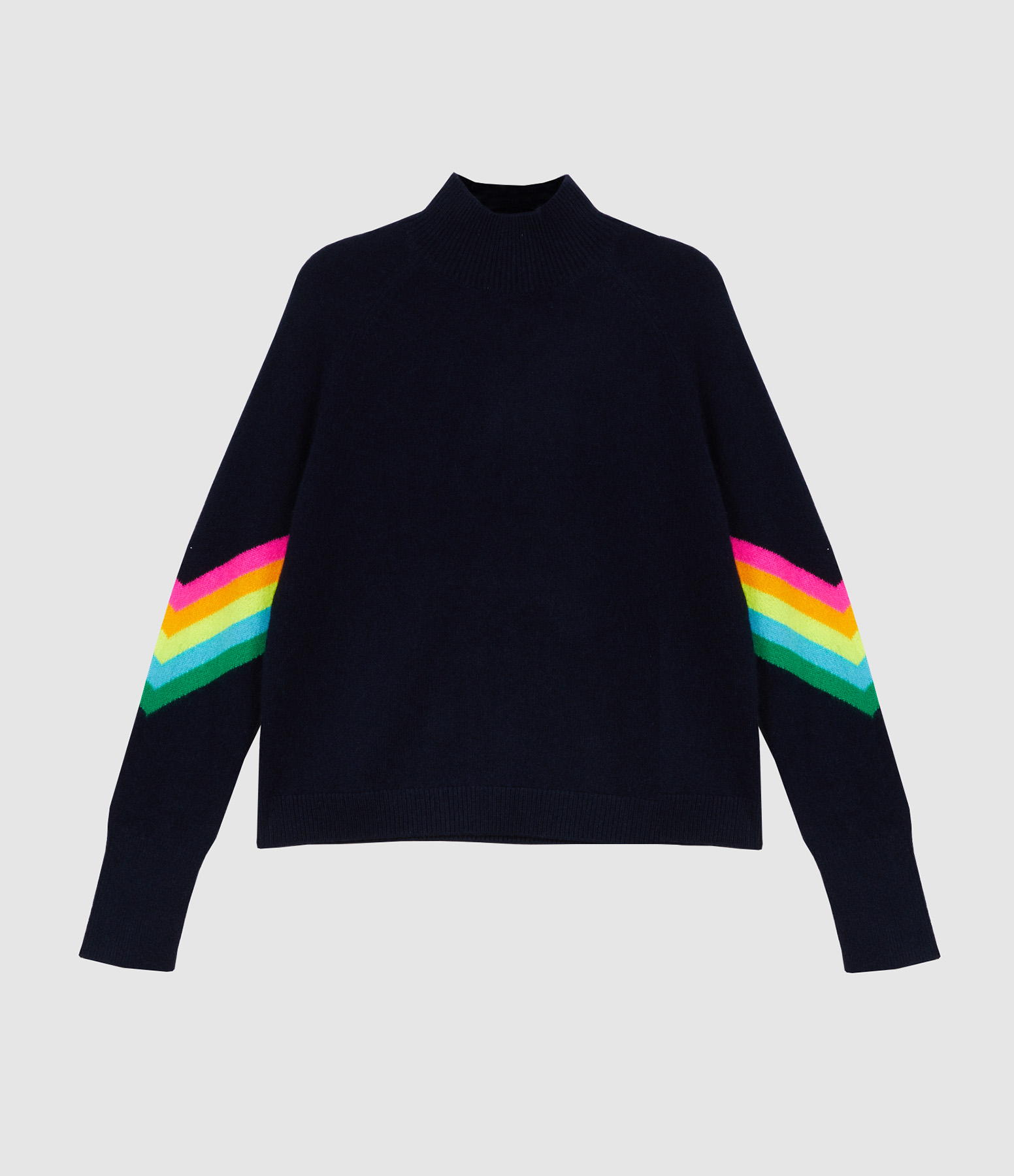 Pull Col Montant Bandes Navy