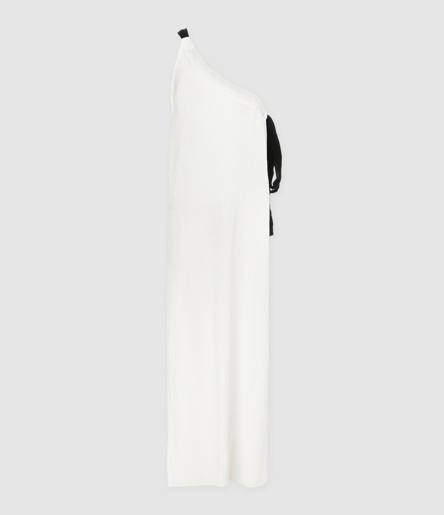 Robe Muse Asymétrique Gaze de Coton Blanc Noir