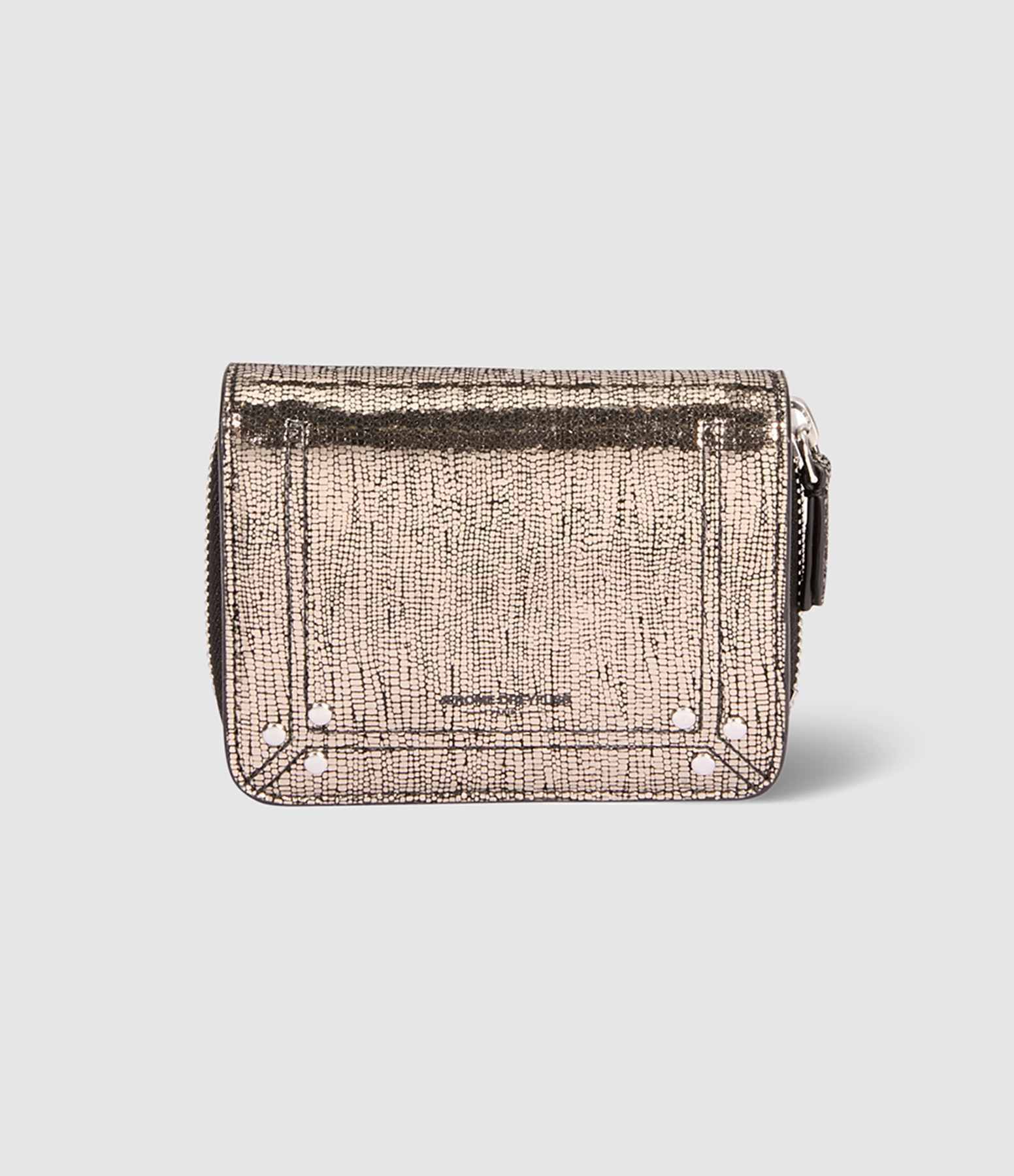 Porte-monnaie André Cuir Lamé Champagne