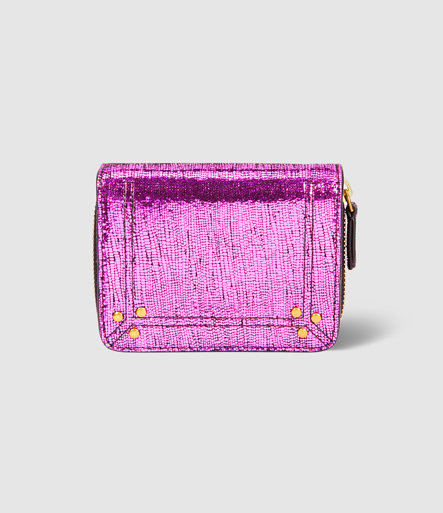 Porte-monnaie André Cuir Lamé Fuxia