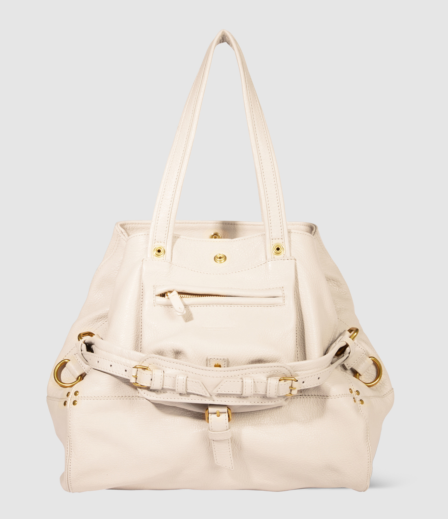 Sac Billy M Cuir Écru Grainé