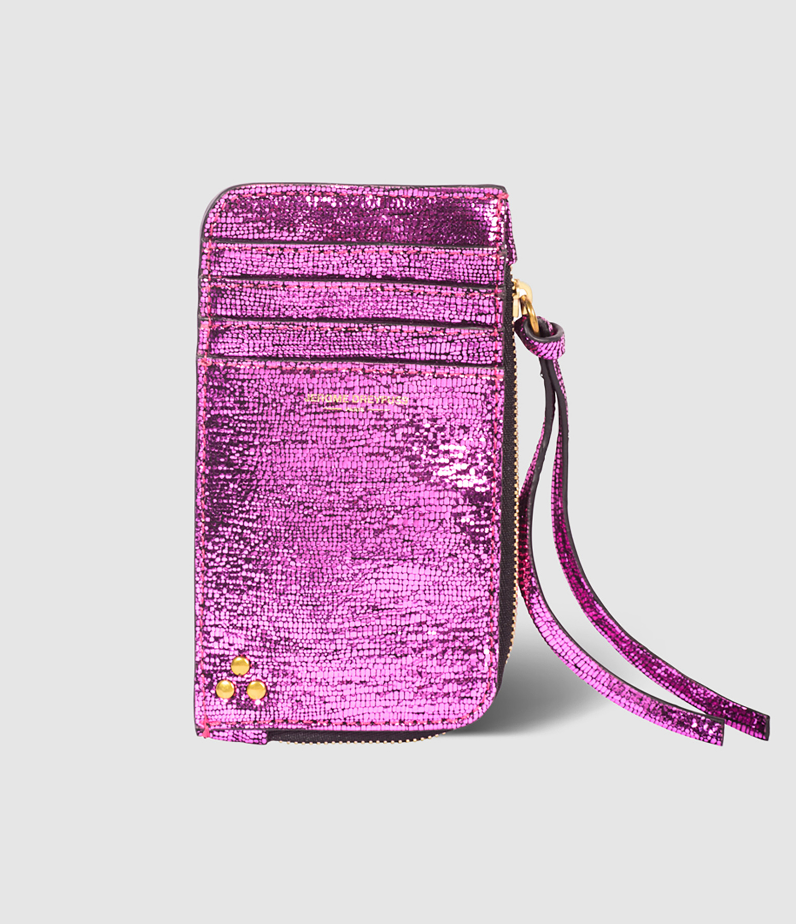 Portefeuille Clyde Cuir Lamé Fuxia