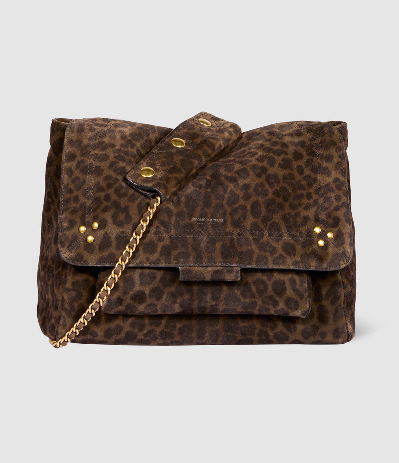 Sac Lulu L Cuir Suédé Imprimé Léopard Kaki