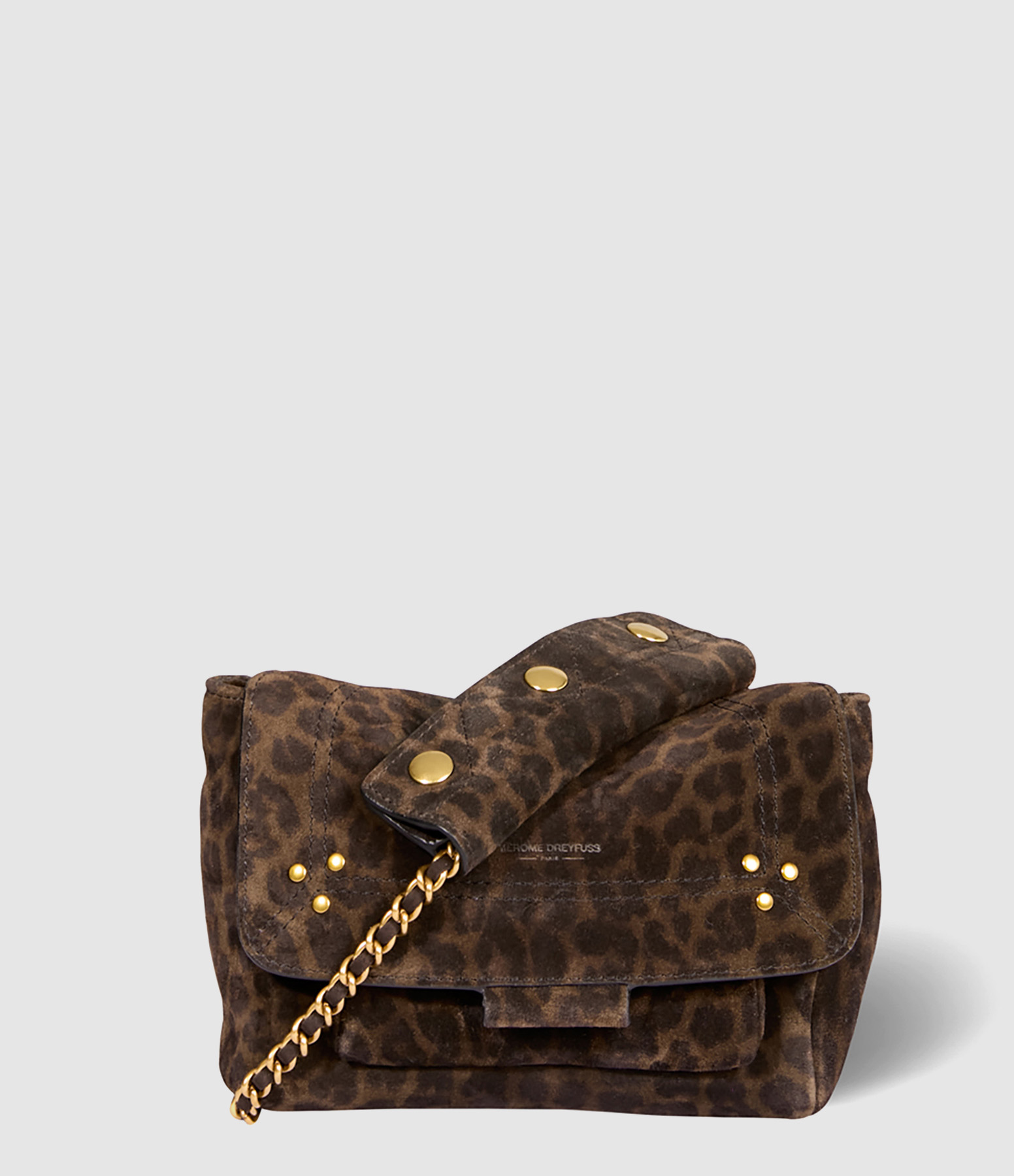 Sac Lulu S Cuir Suédé Imprimé Léopard Kaki