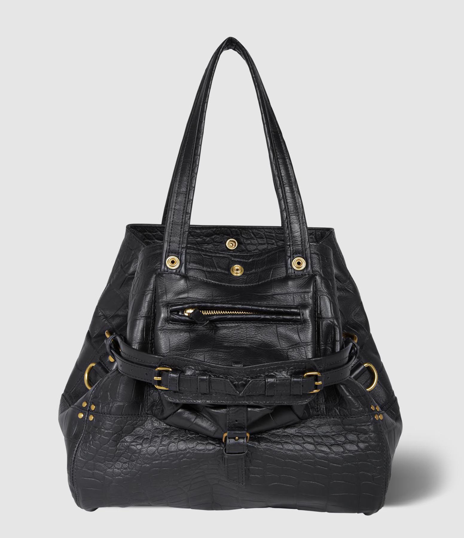 Sac Billy M Cuir Imprimé Croco Noir