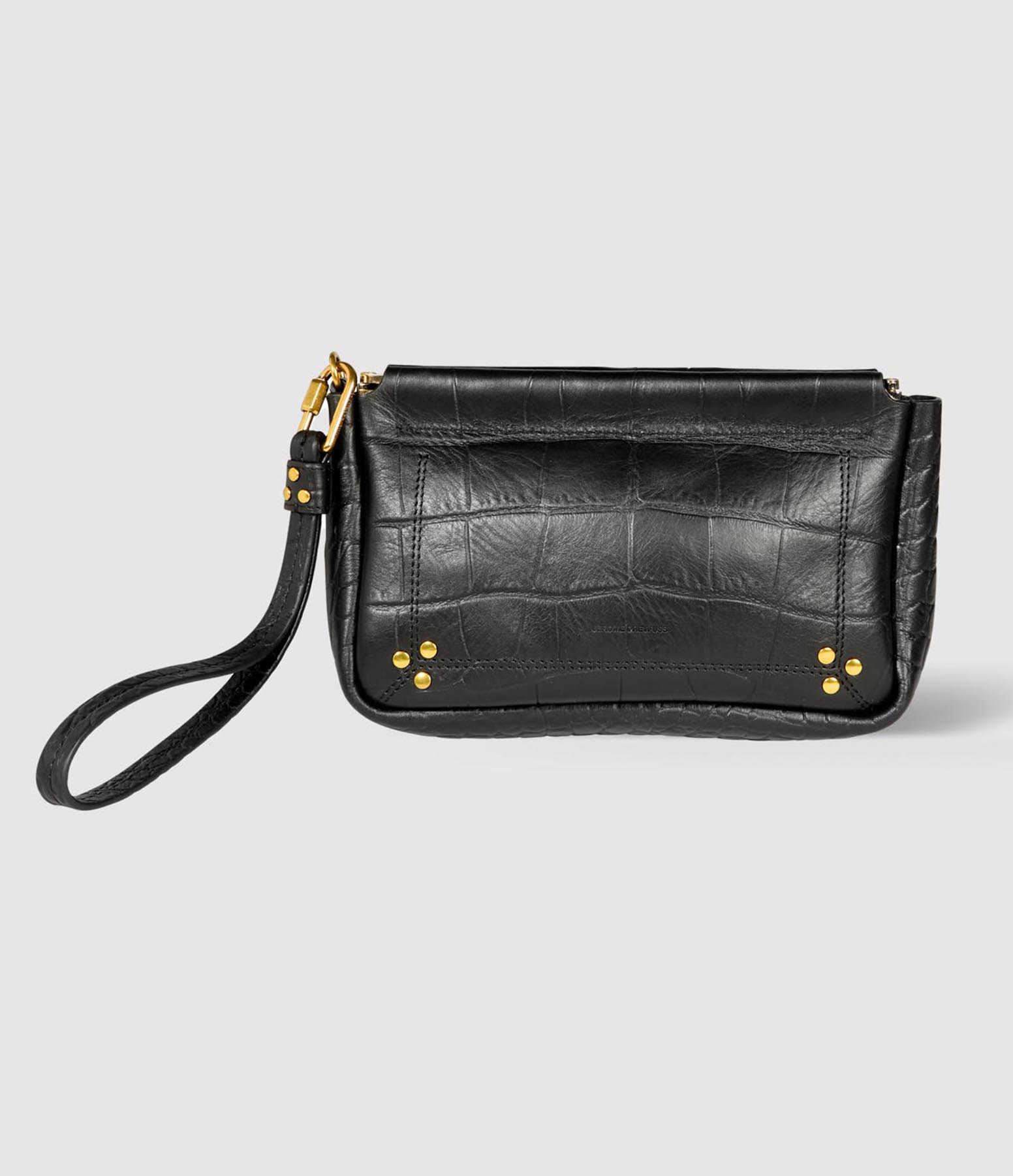 Pochette Clap M Cuir Imprimé Croco Noir