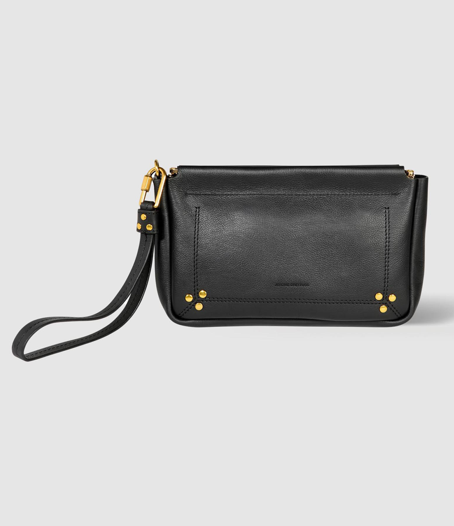 Pochette Clap M Cuir Noir Brass