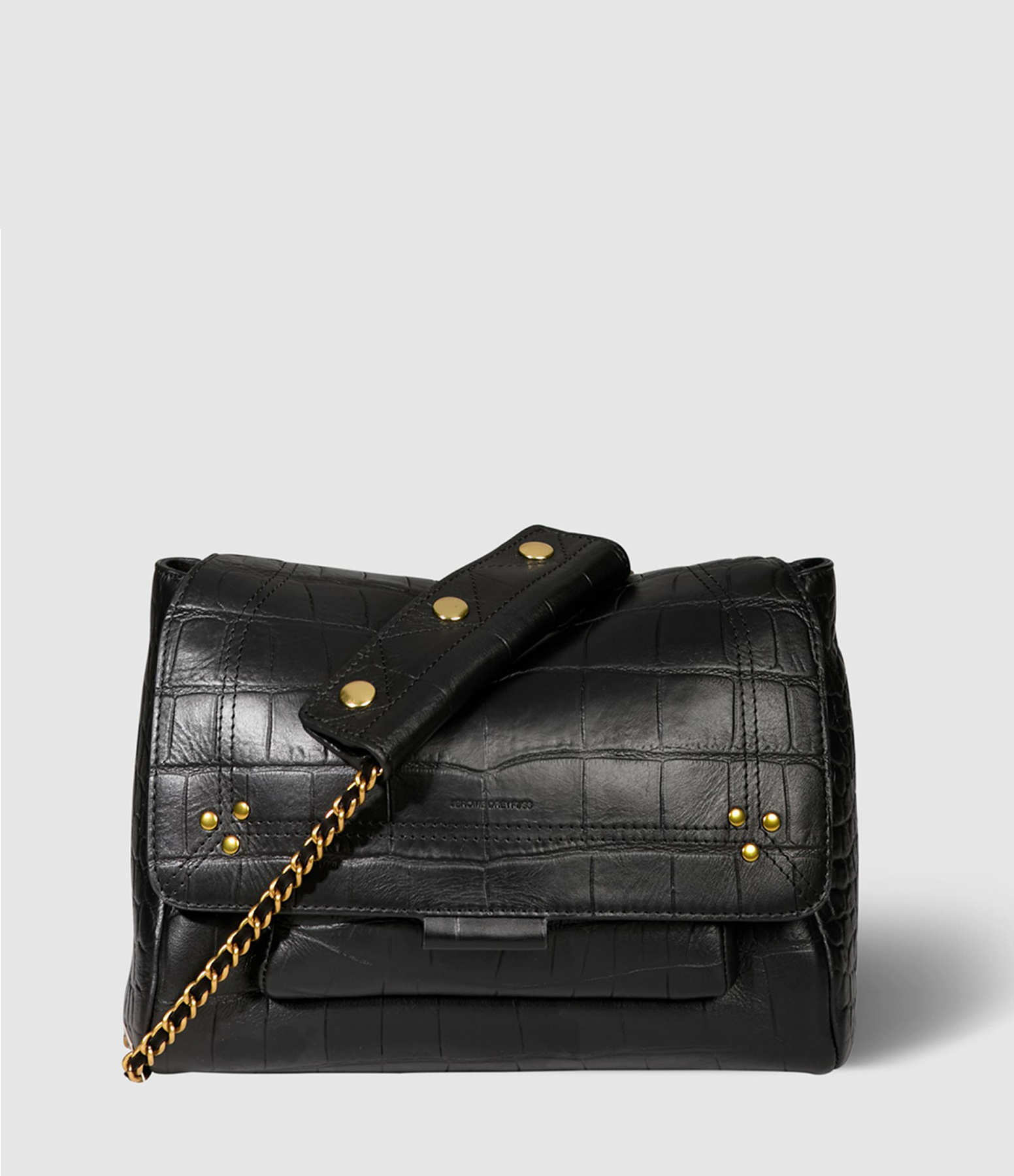 Sac Lulu M Cuir Imprimé Croco Noir