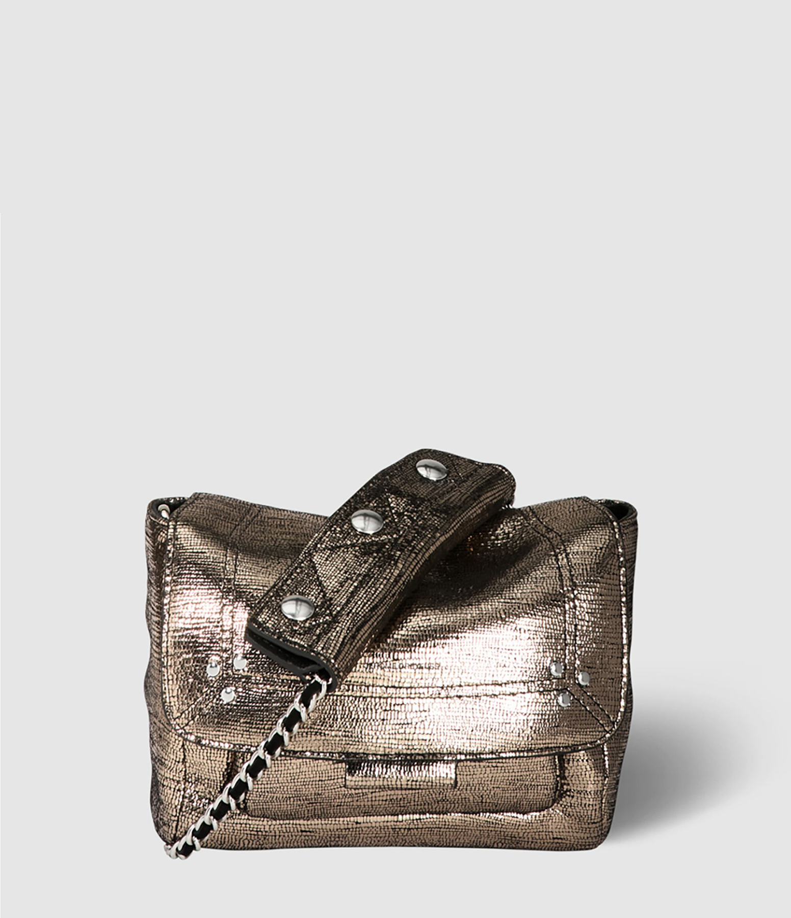 Sac Lulu S Cuir Lamé Champagne