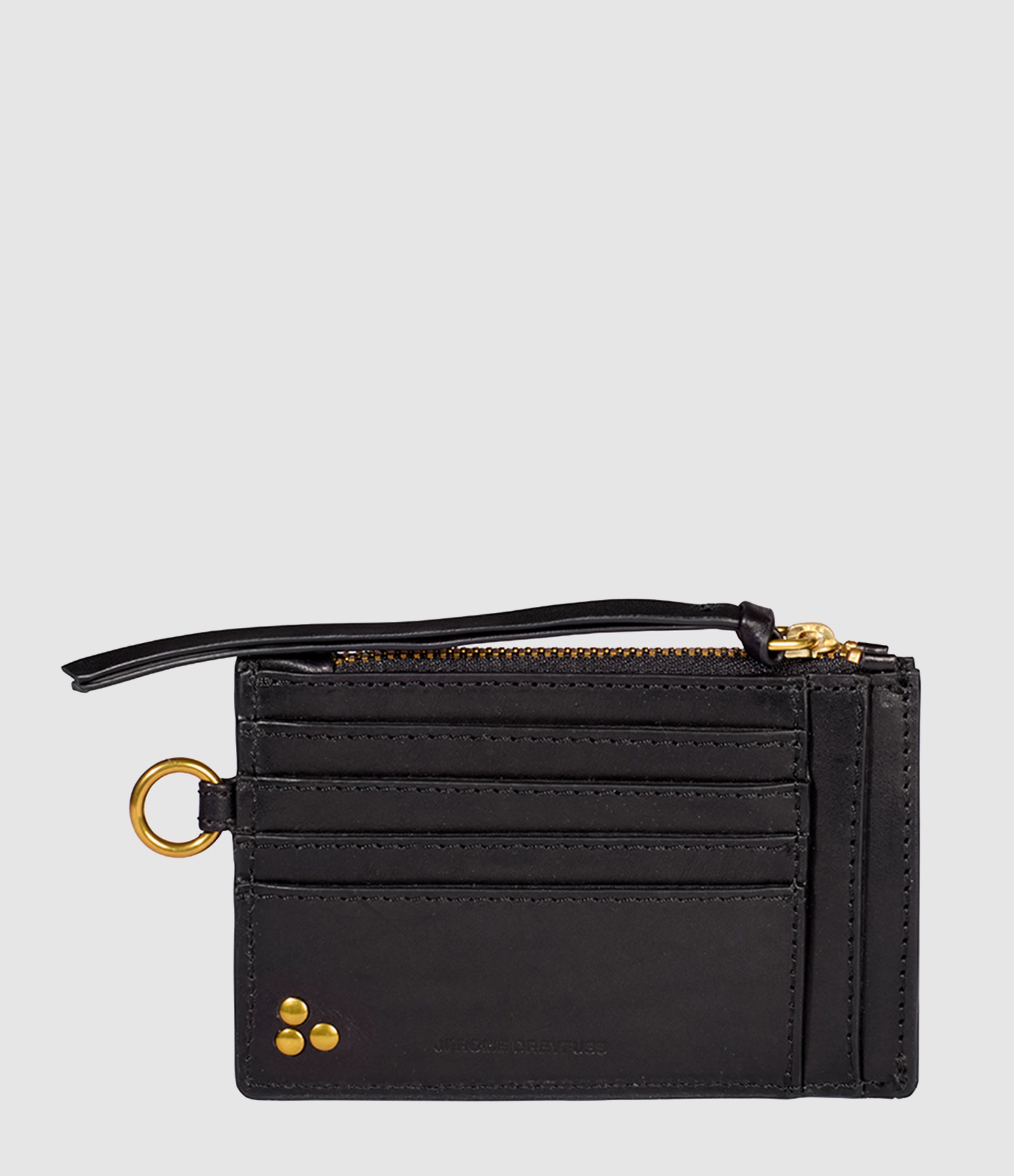 Porte-cartes Lucky Cuir Noir Brass