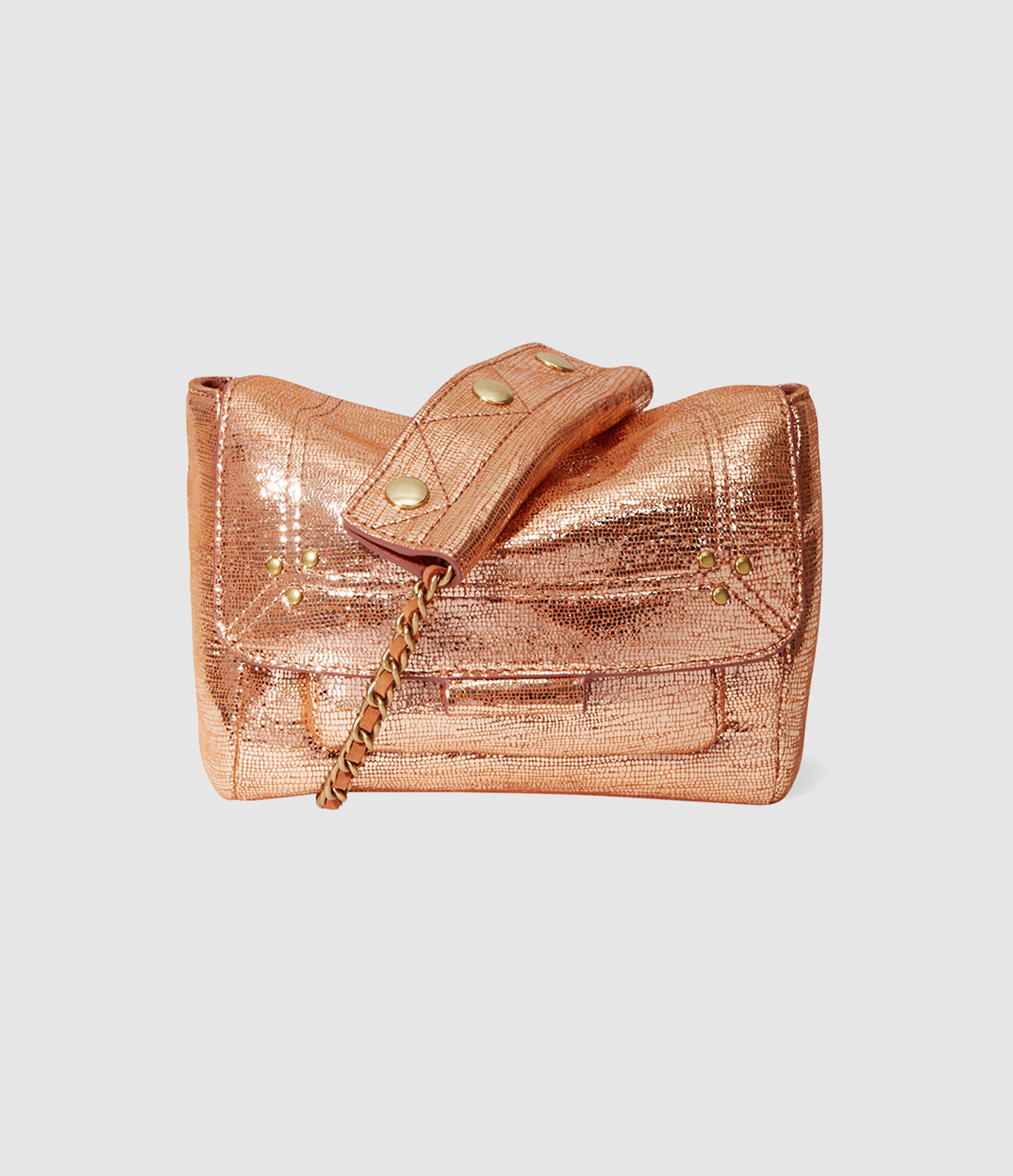 Sac Lulu S Cuir Lamé Rose Gold