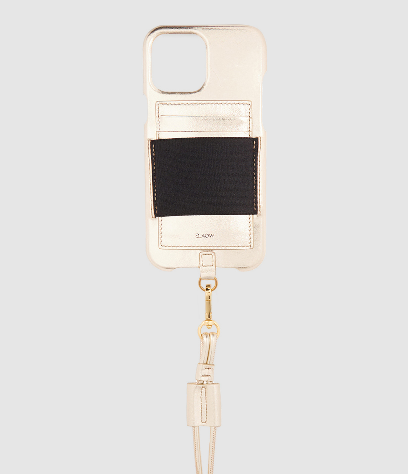 Coque Porte-cartes Cordon Cuir Platine