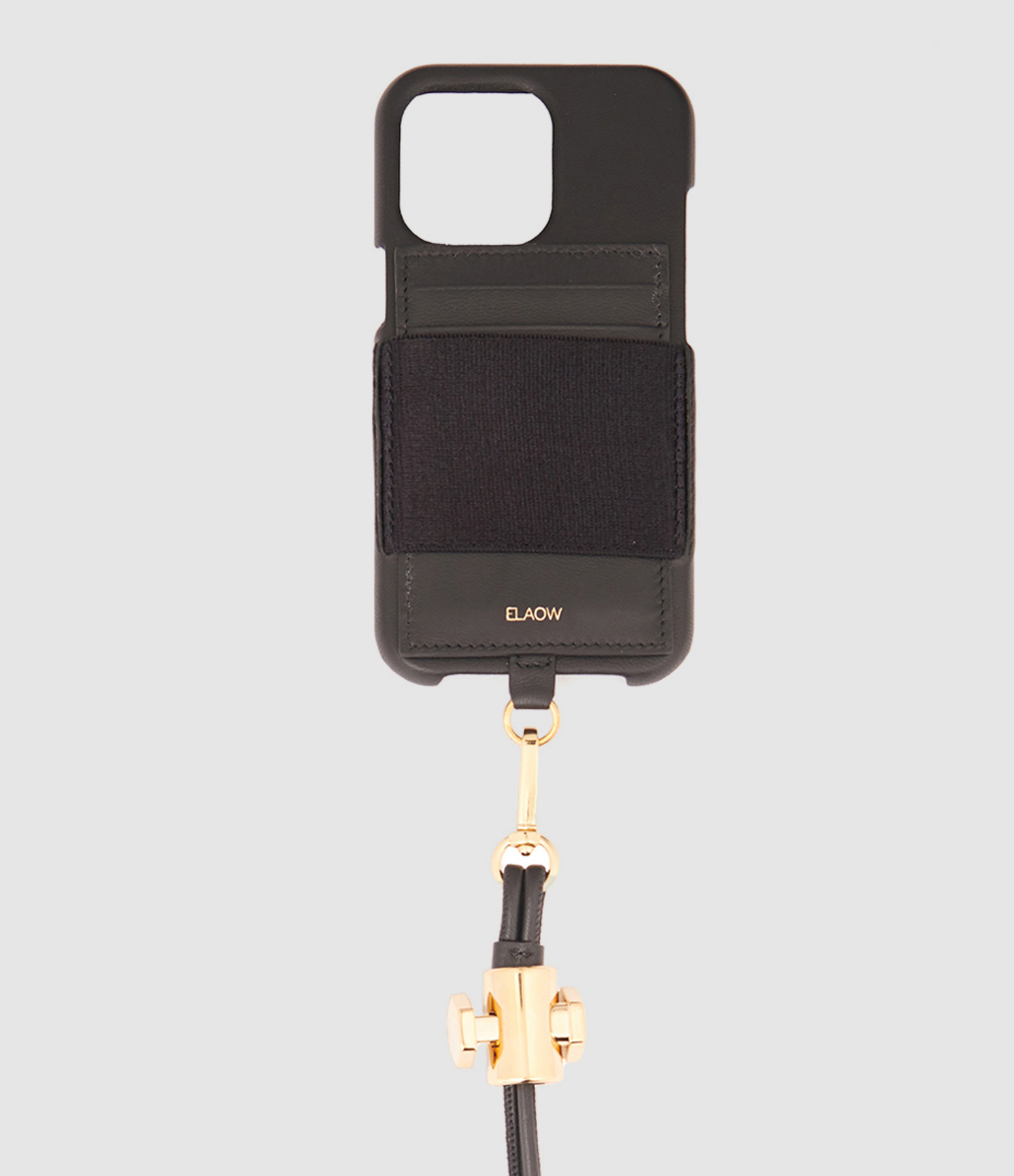 Coque Porte-cartes Cordon Cuir Noir