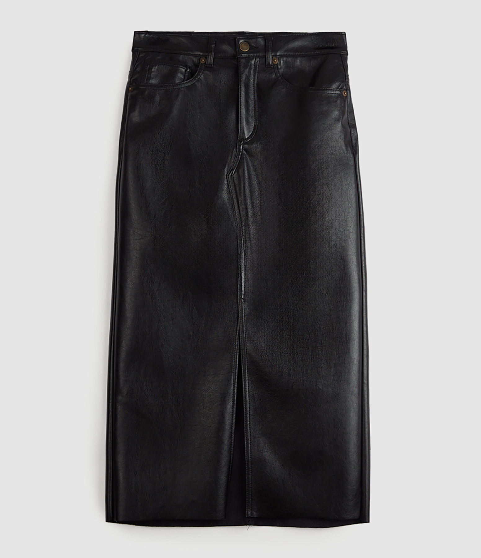 Jupe Calla Mid Simili Cuir Mat Noir