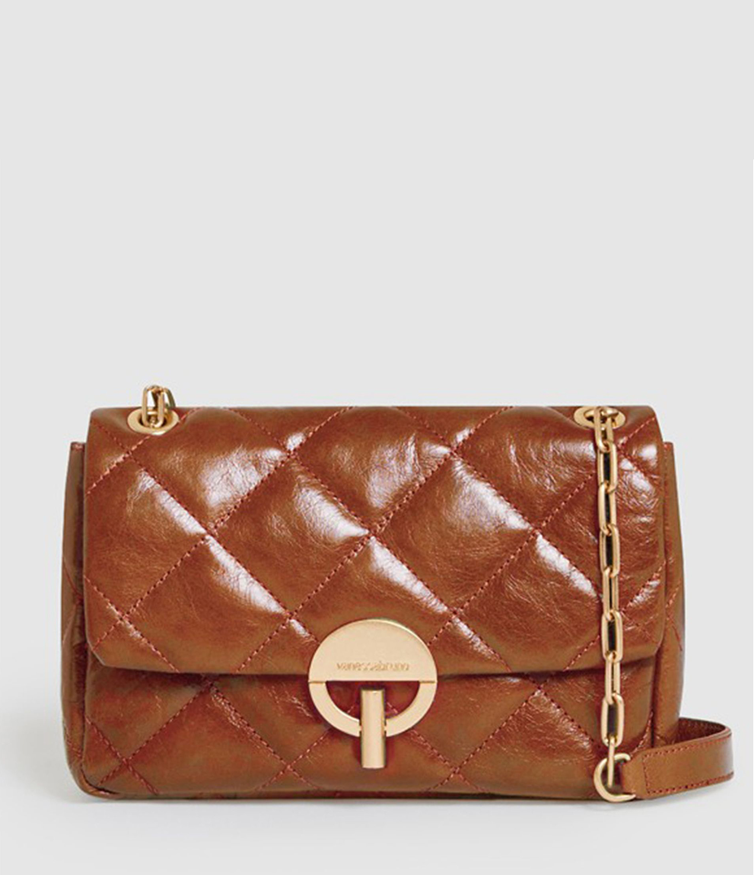 Grand Sac Moon Cuir Verni Havane