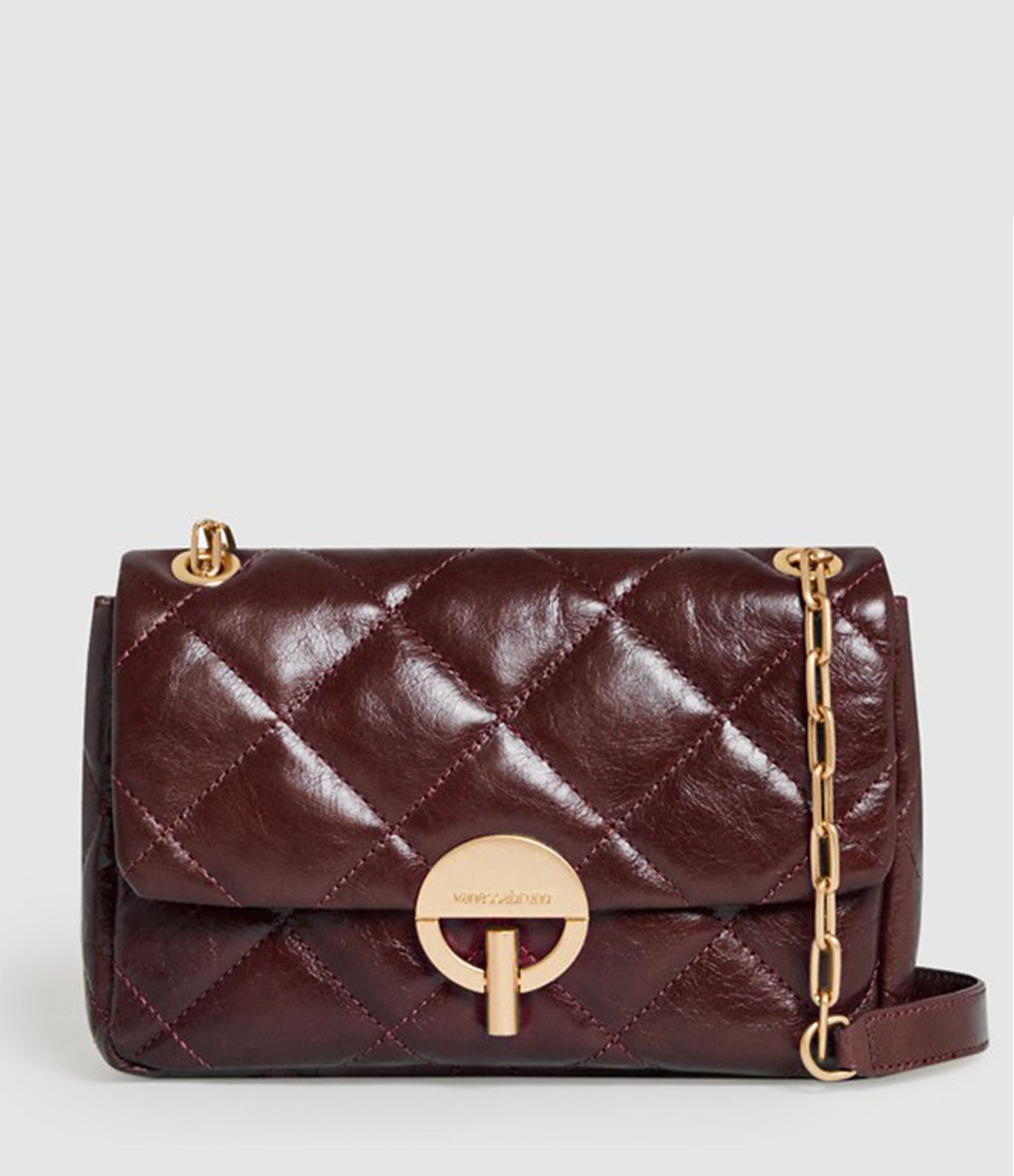Grand Sac Moon Cuir Verni Chocolat