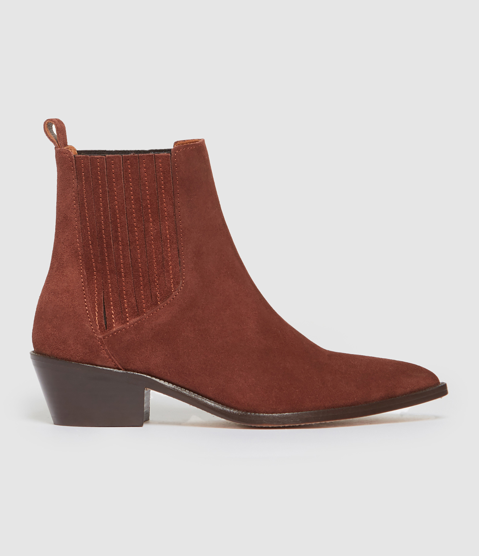 Bottines Santiags Cuir Suédé Cognac