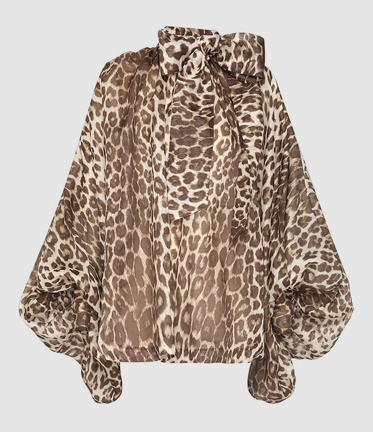 Blouse Illustration Billow Chocolate Leopard
