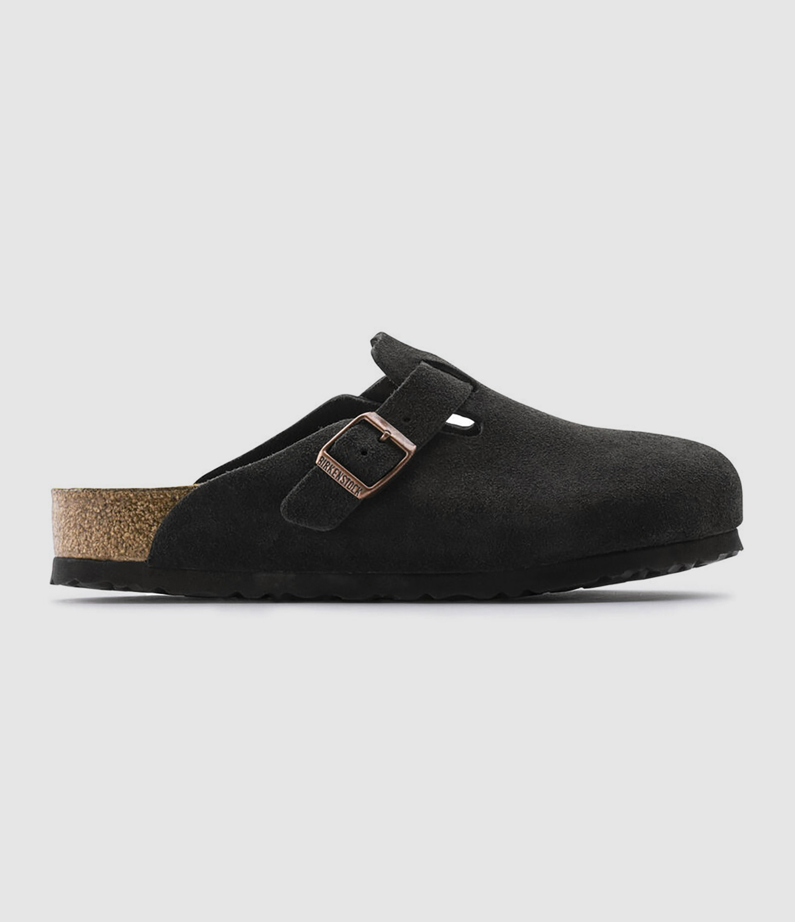 Sabots Boston Cuir Suédé Noir, Modèle Étroit