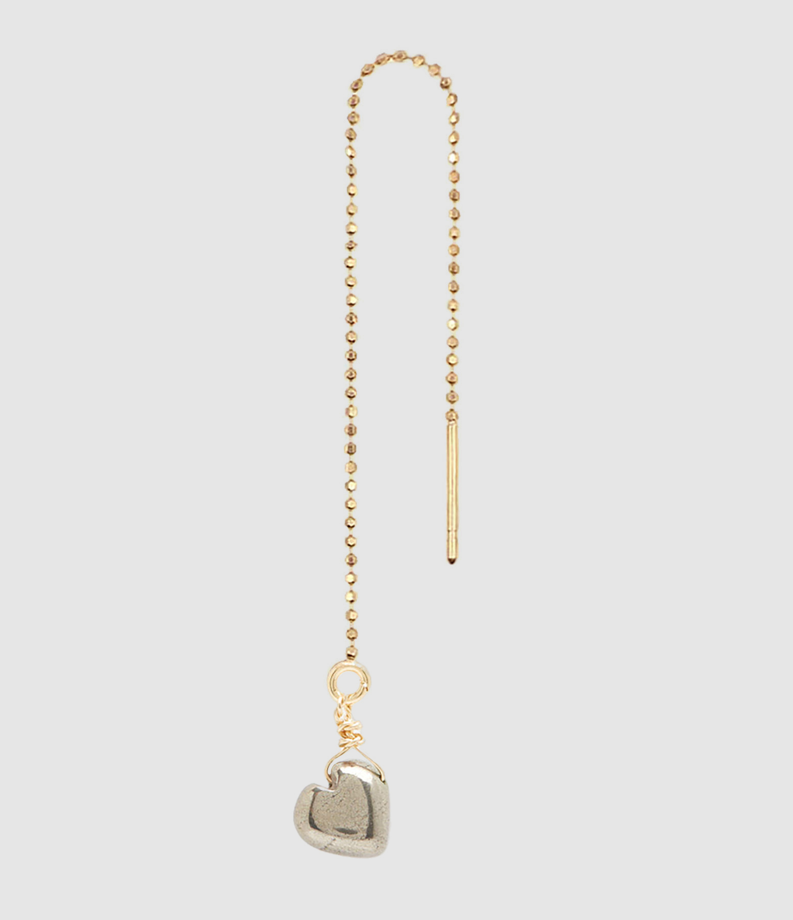Boucle d'oreille Chaîne Courte Cœur Pyrite (vendue à l'unité)