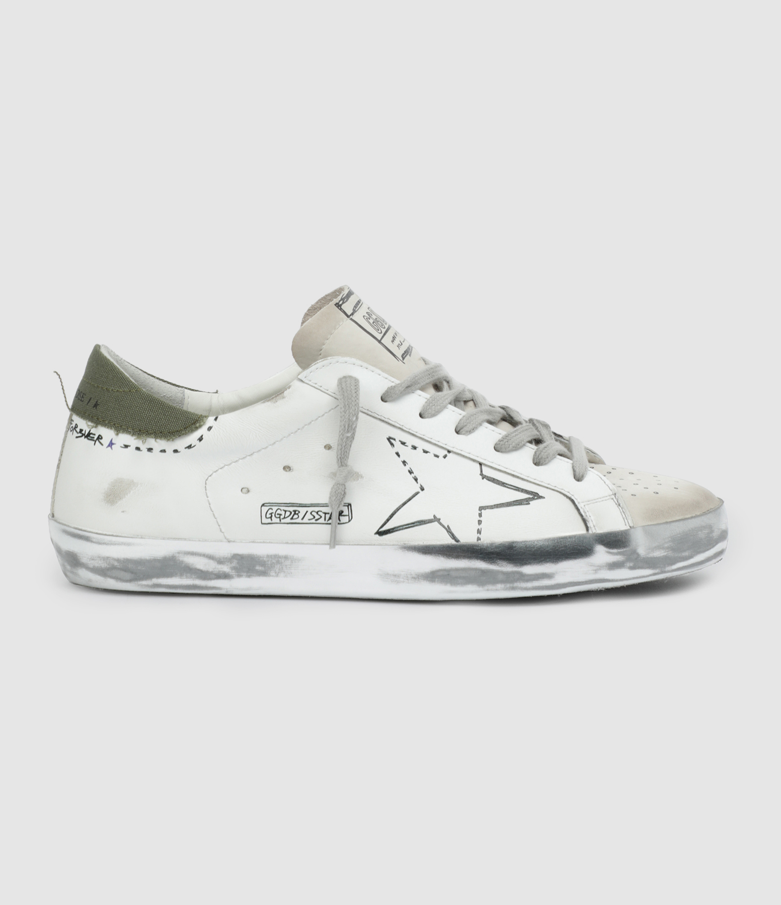 Baskets Homme Superstar Cuir Blanc Kaki