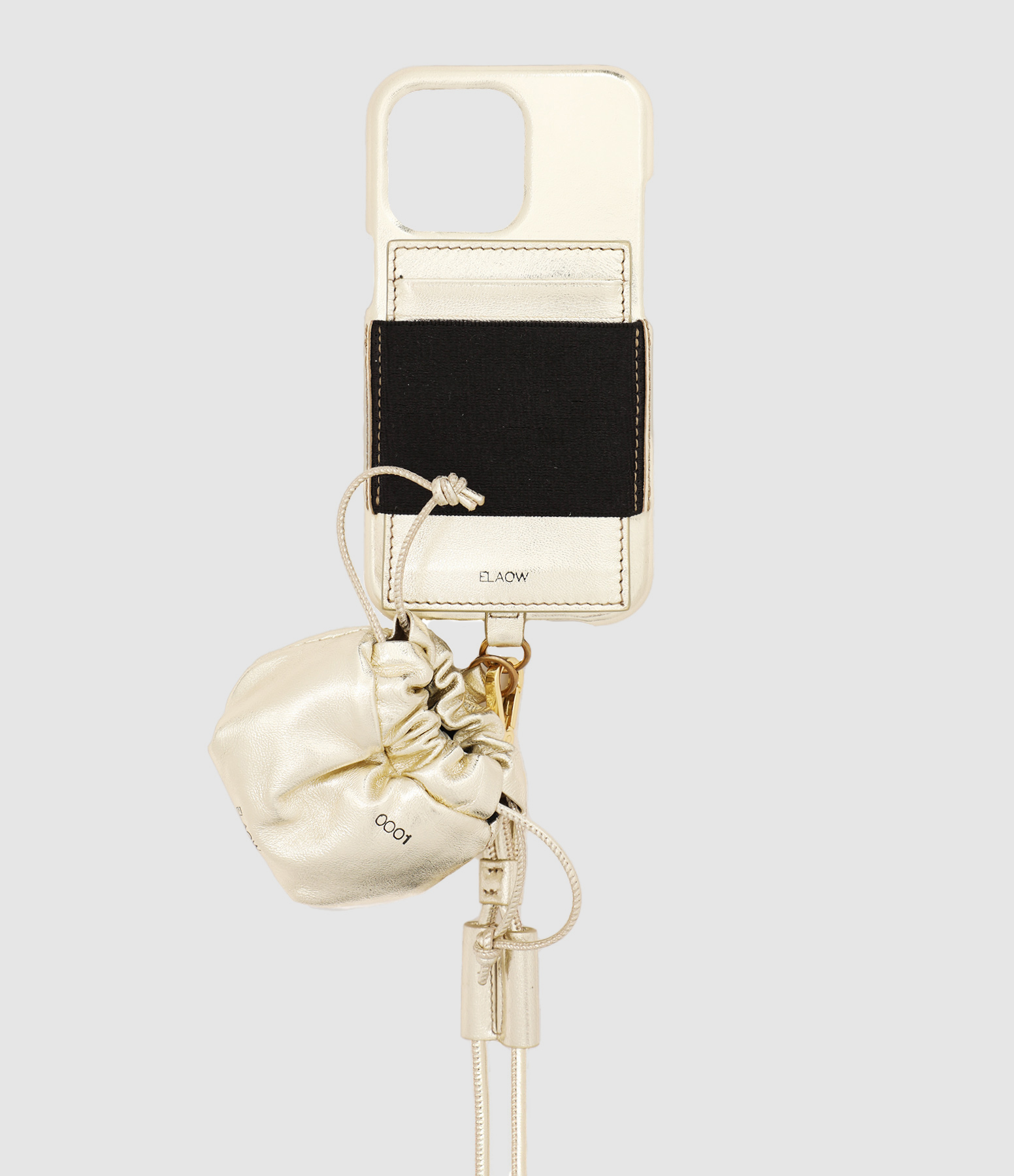Porte-cartes et Porte-Airpods Cordon Cuir Platine