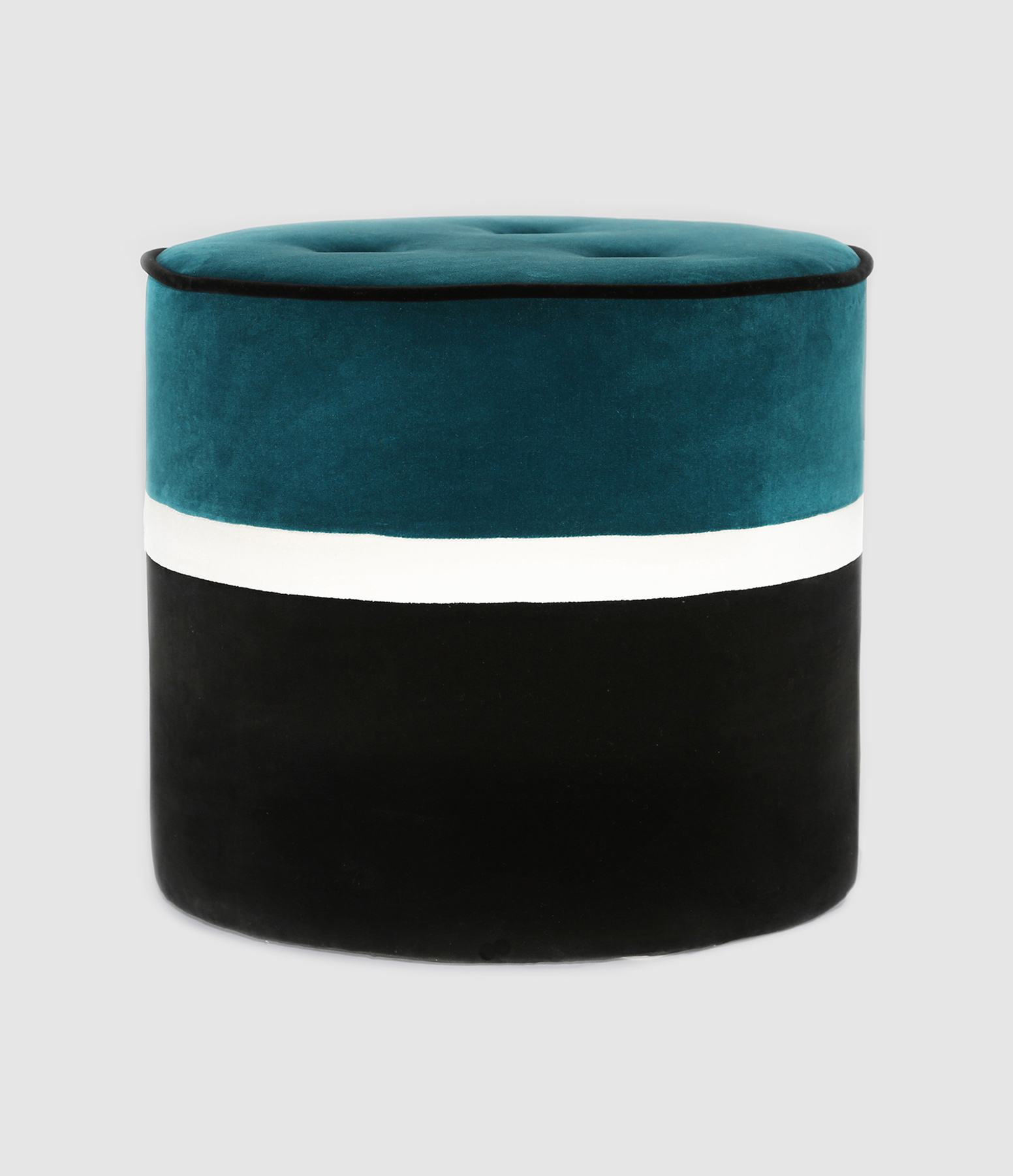 Pouf Léo Bleu Sarah Noir