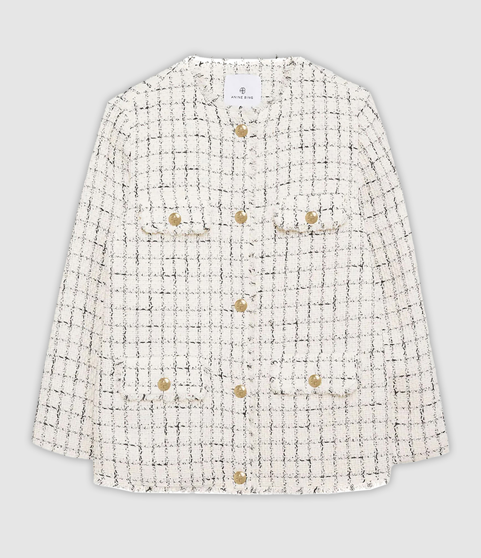 Veste Janet Coton Carreaux Blanc Noir