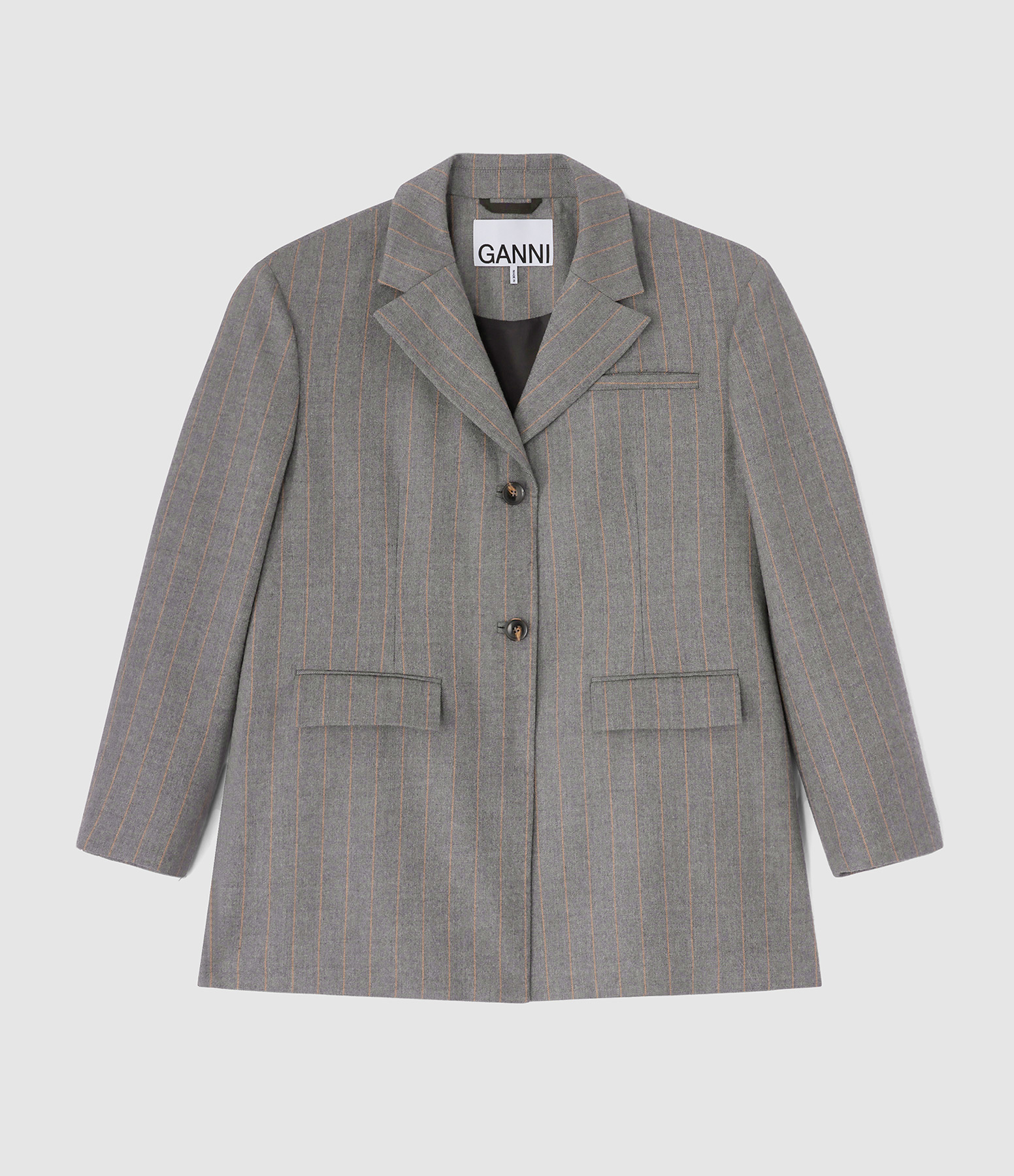 Blazer Wool Stripe Pewter Melange