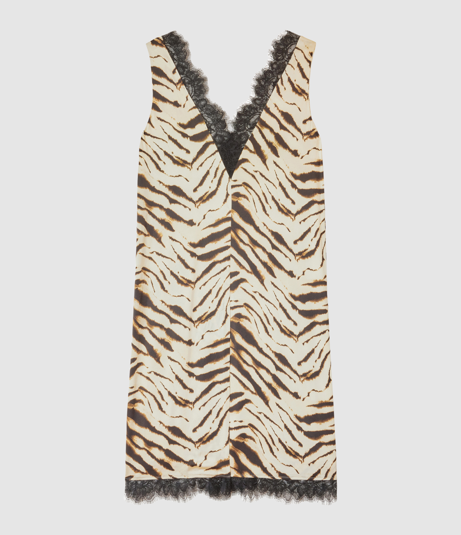 Robe Printed Stretch Satin V-Neck Egret