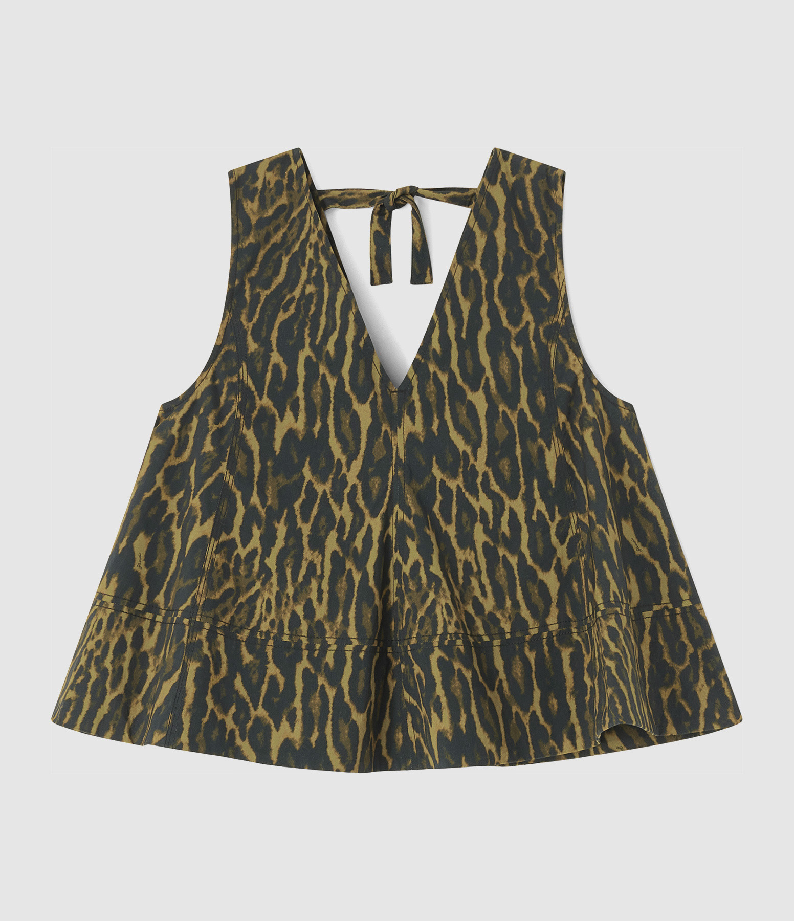 Top Printed Stretch Cotton A-line Khaki