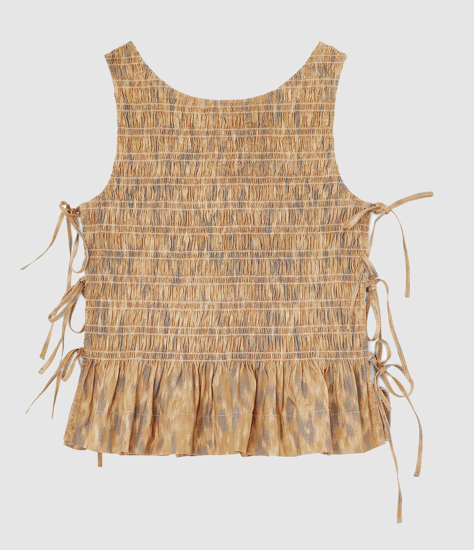 Top Printed Smocked Tie Burro