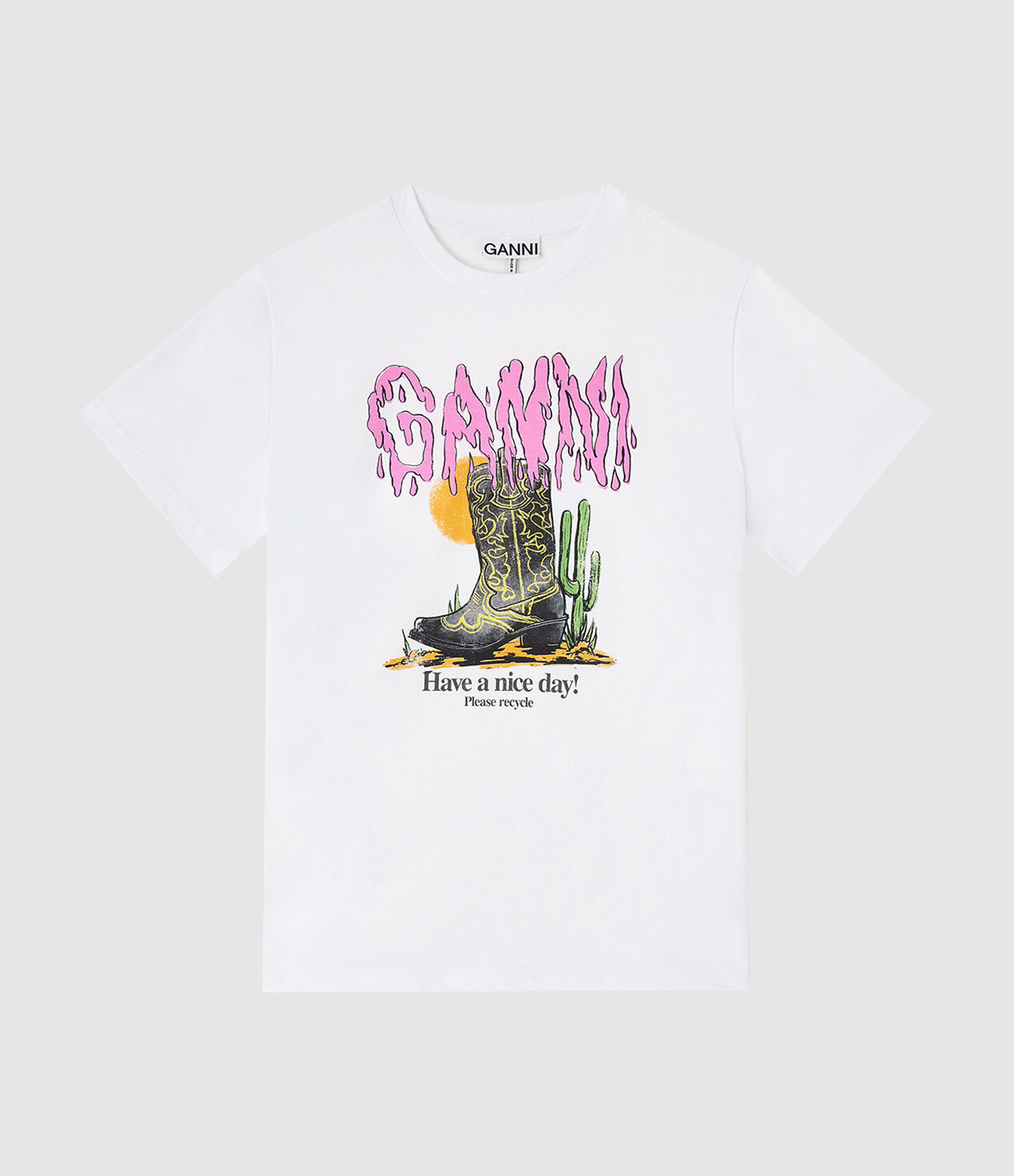 Tee Shirt Basic Cotton Western Zebra Bright White