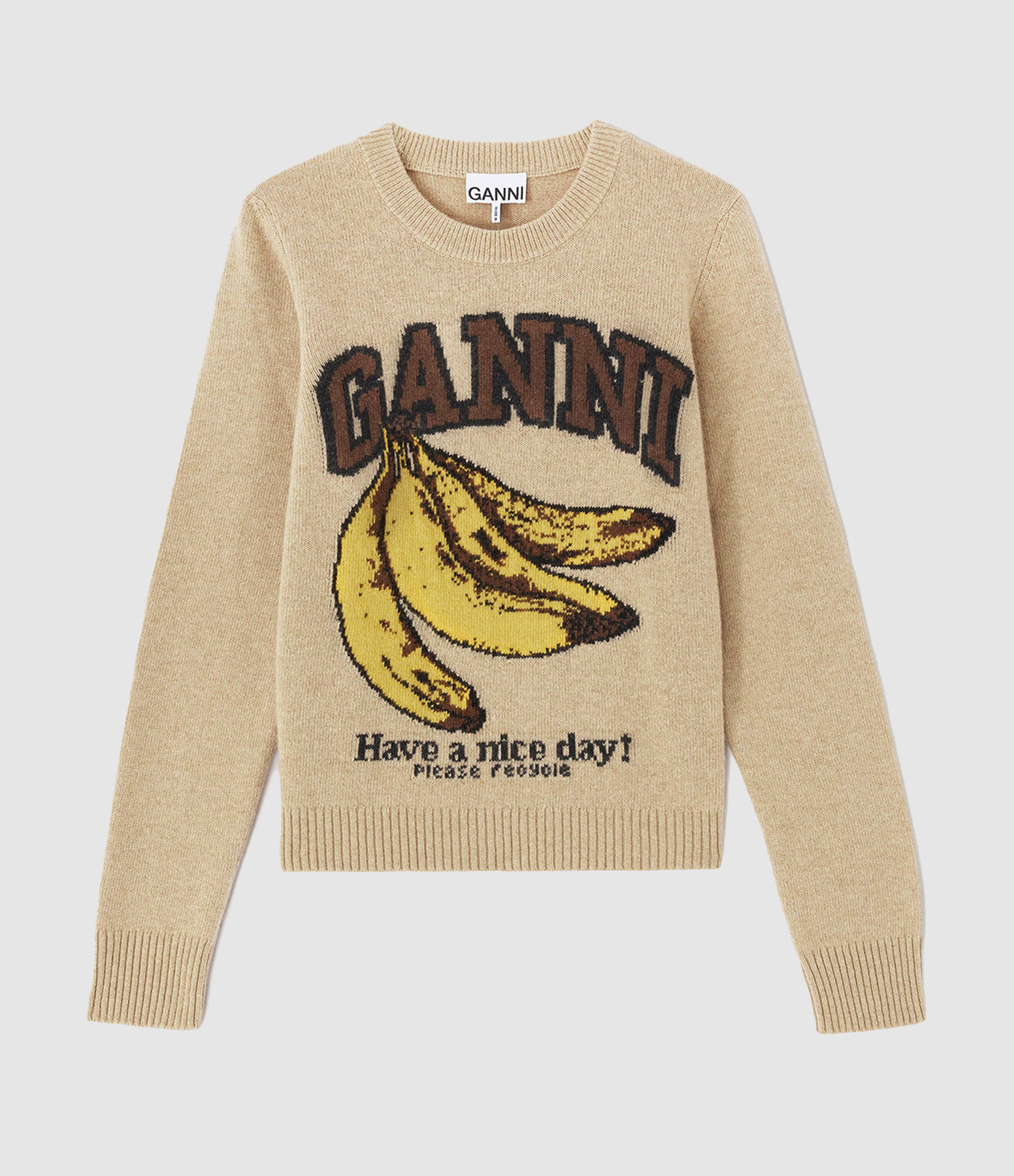 Pull Graphic Wool Camel