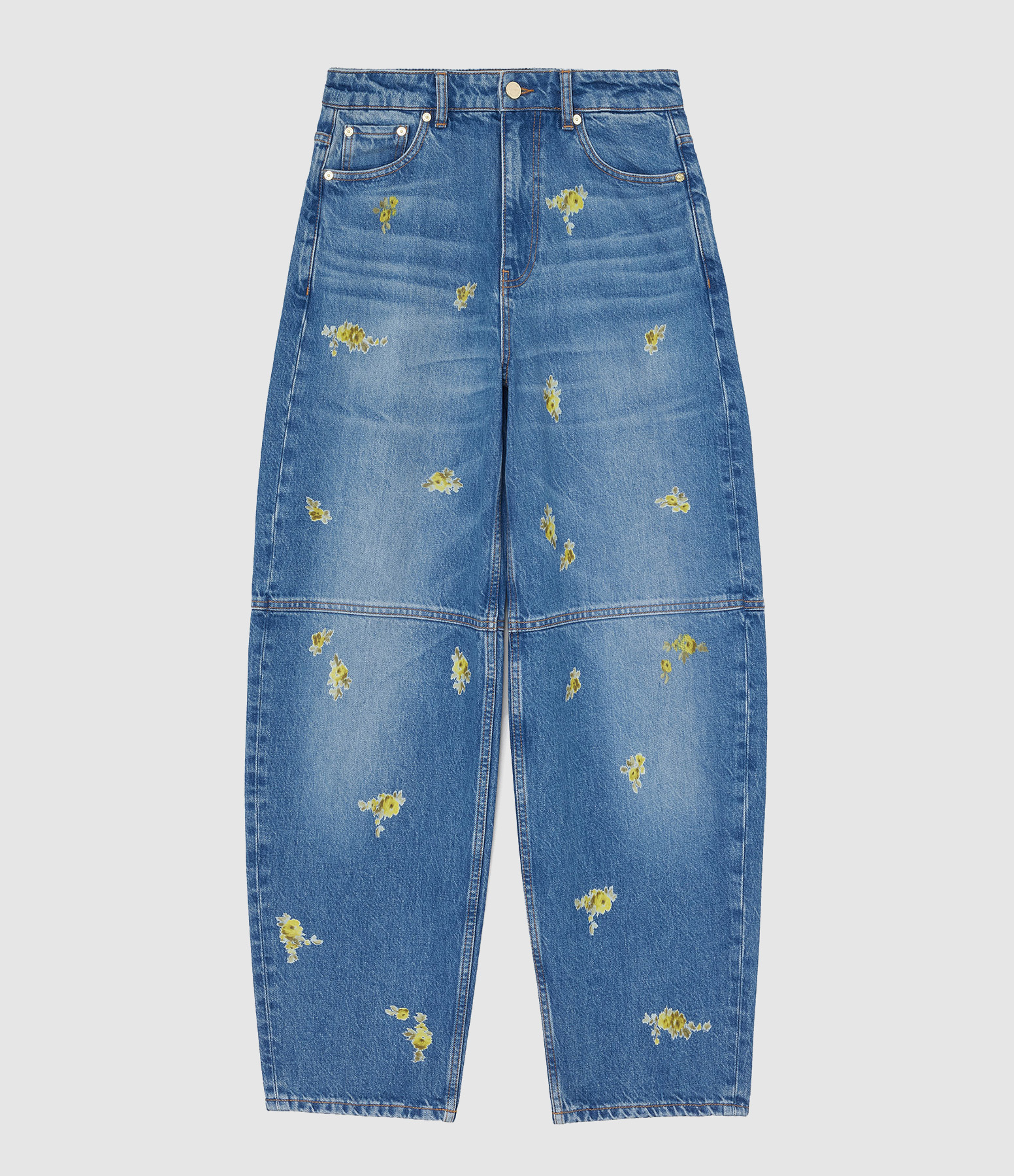 Jean Printed Flower Denim Stary Light Blue Vintage