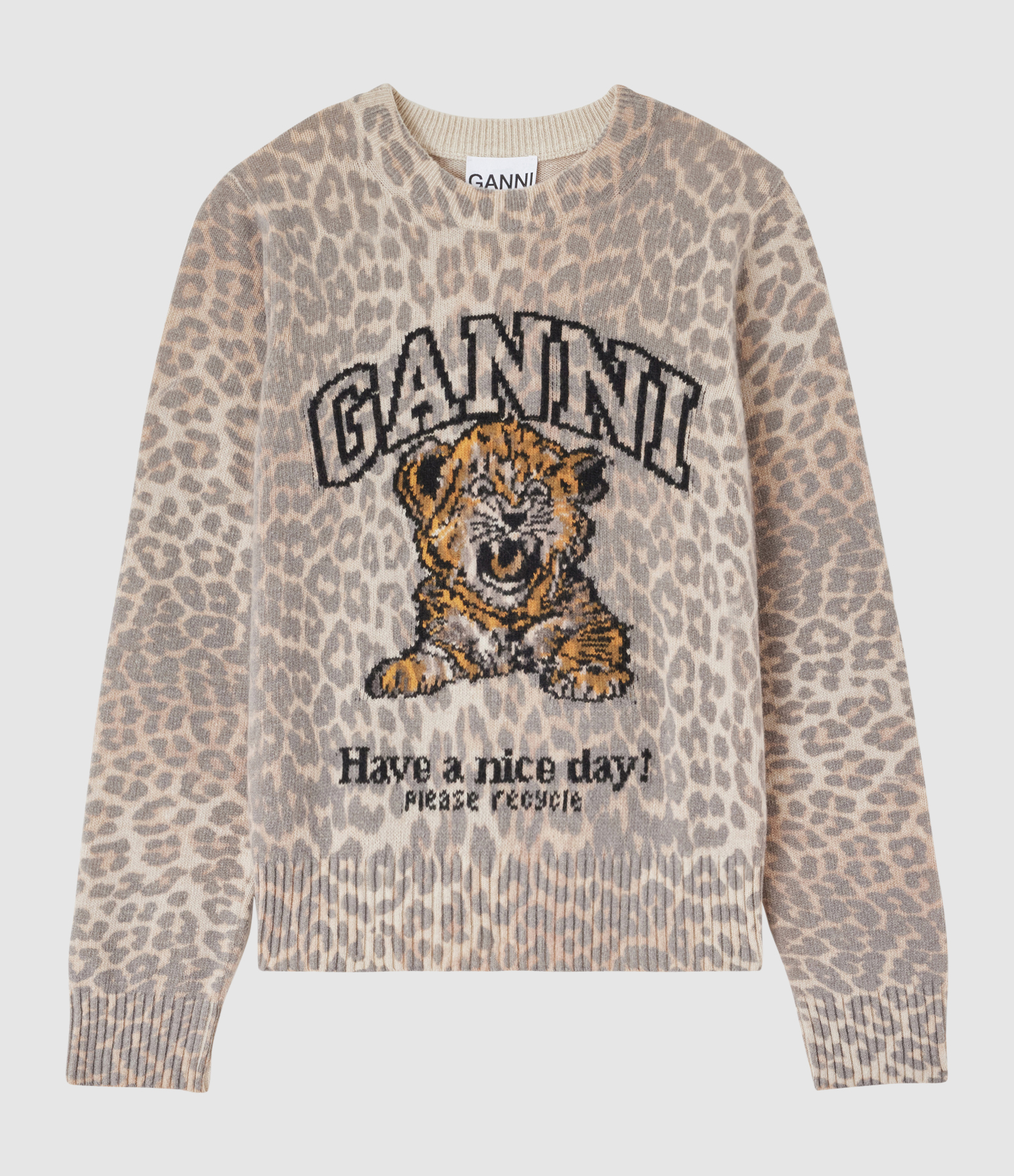 Pull Graphic Wool Tiger Almond Milk