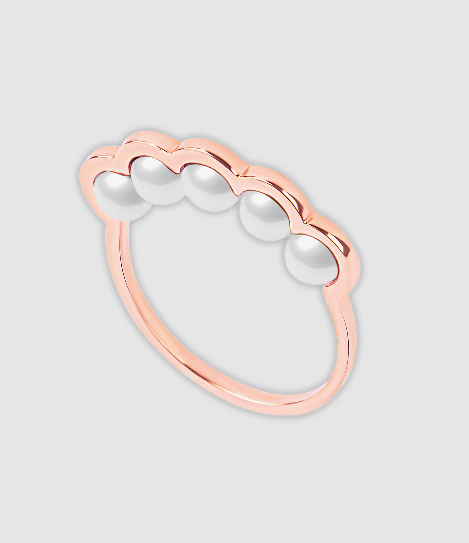 Bague Coco Beach Cinq Perles de Culture Or Rose