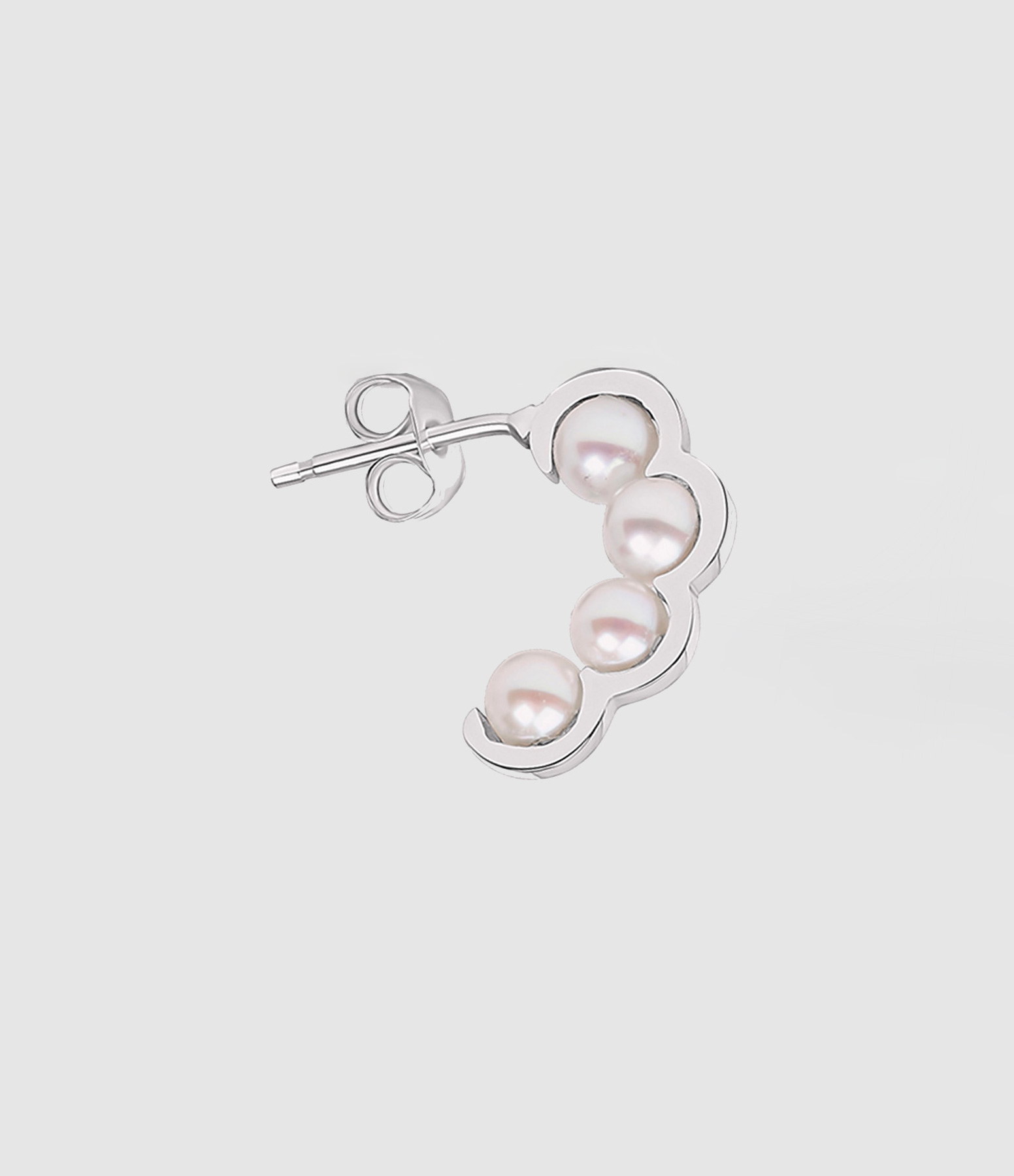 Boucle d'oreille Coco Beach Quatre Perles de Culture Or Blanc (vendue à l'unité)
