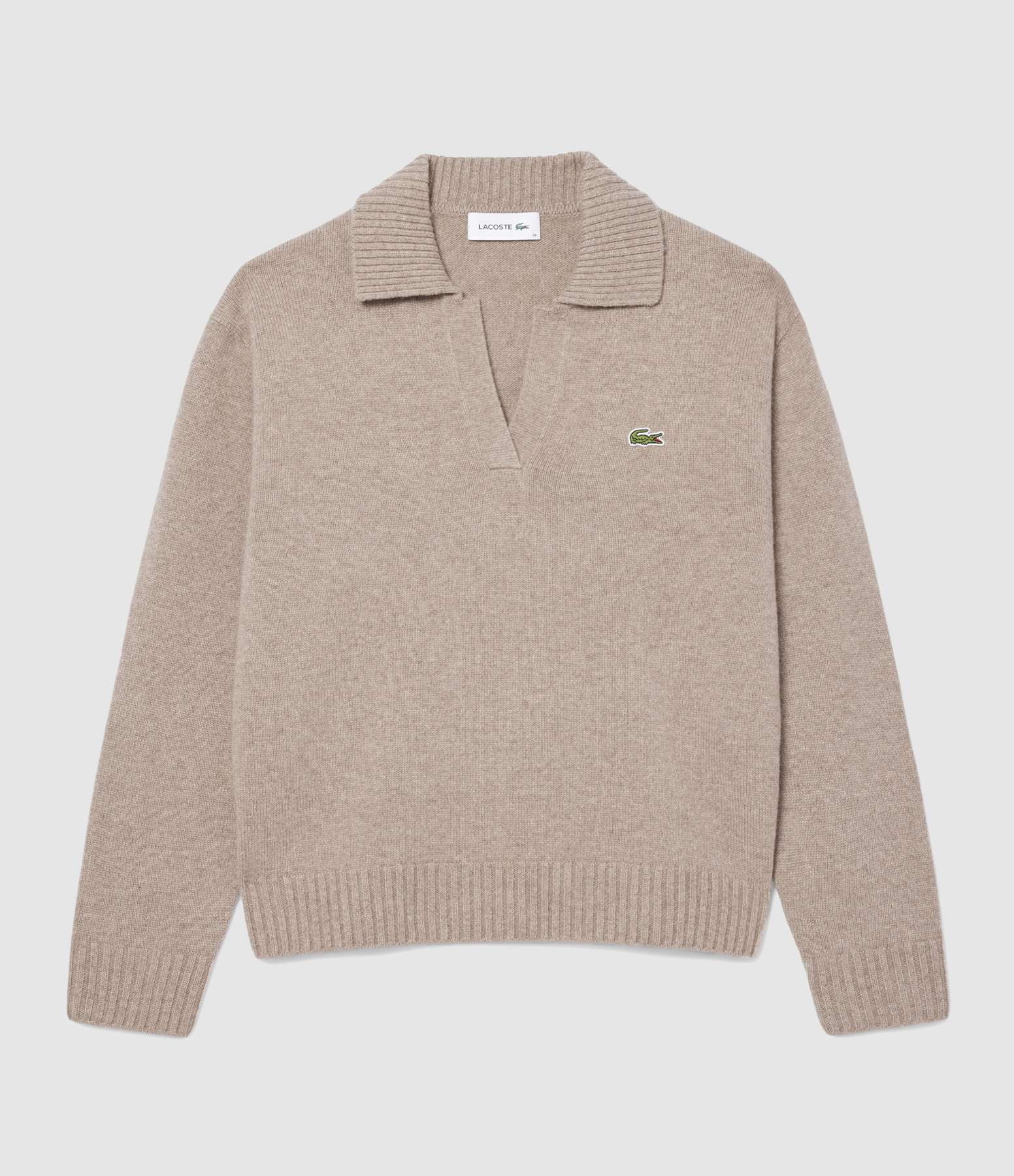 Pull Col Polo Cachemire Beige