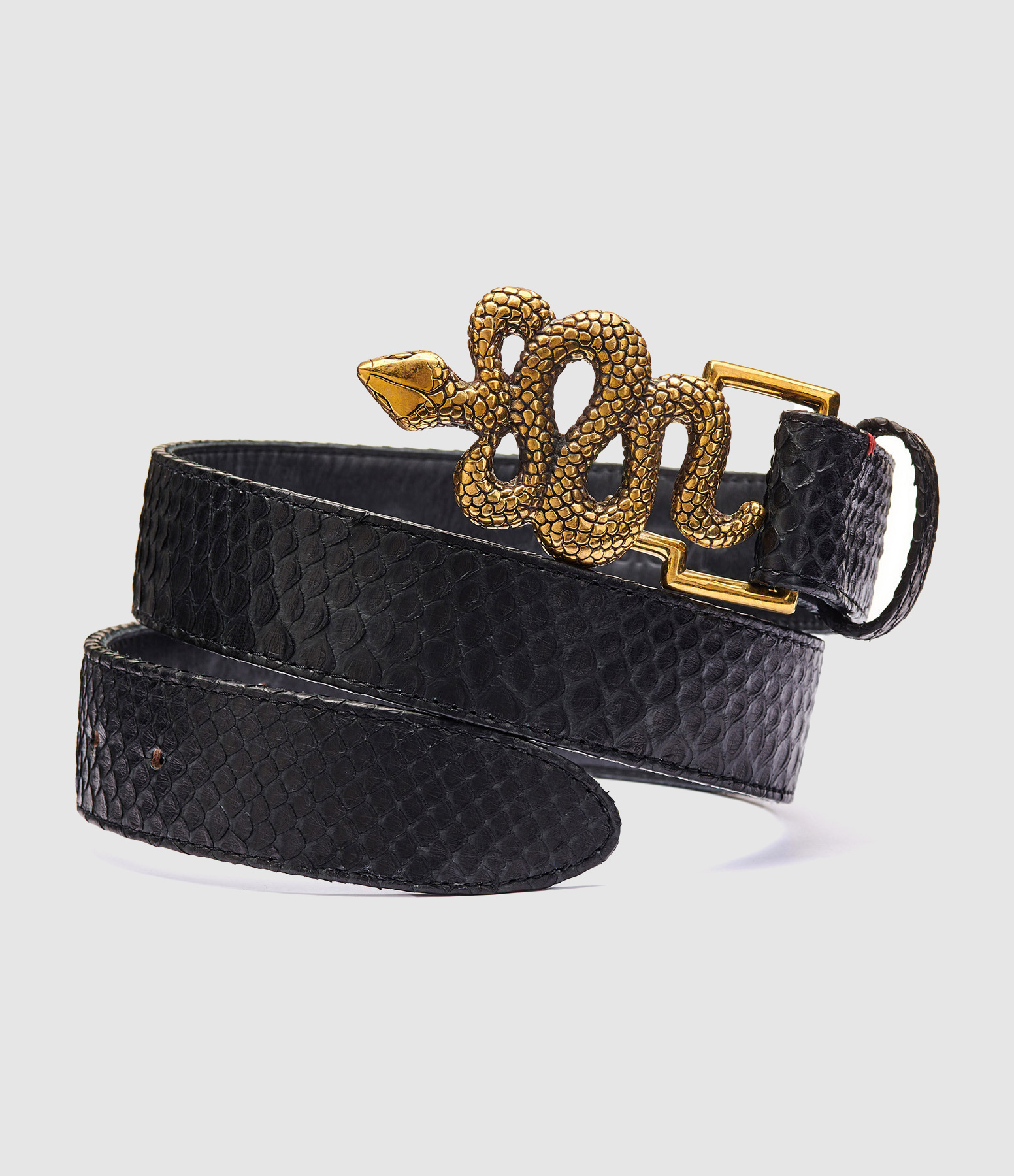 CLARIS VIROT - Ceinture Snake Python Noir