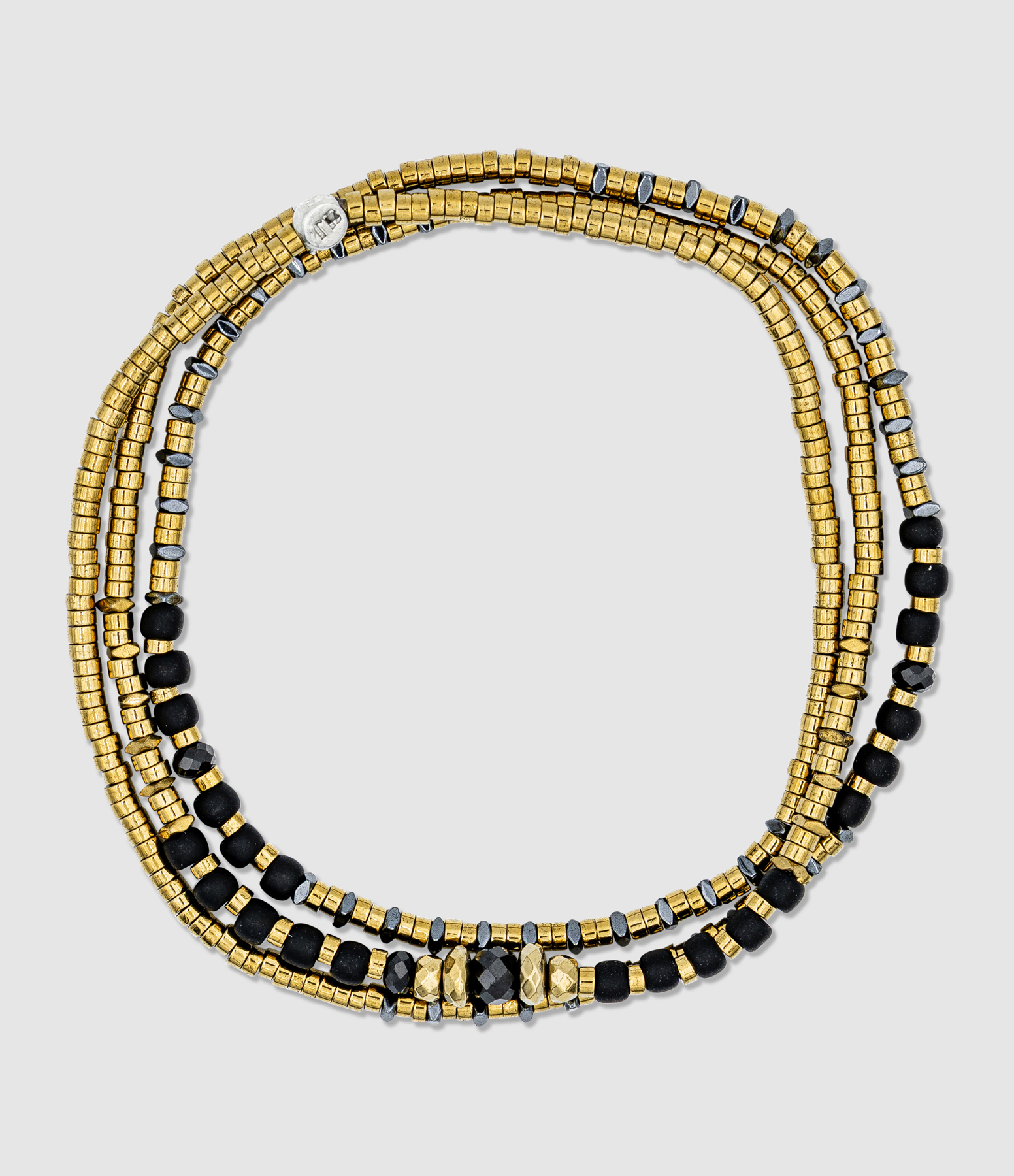 Collier et Bracelet 3 Tours Alice Gold Black 49cm