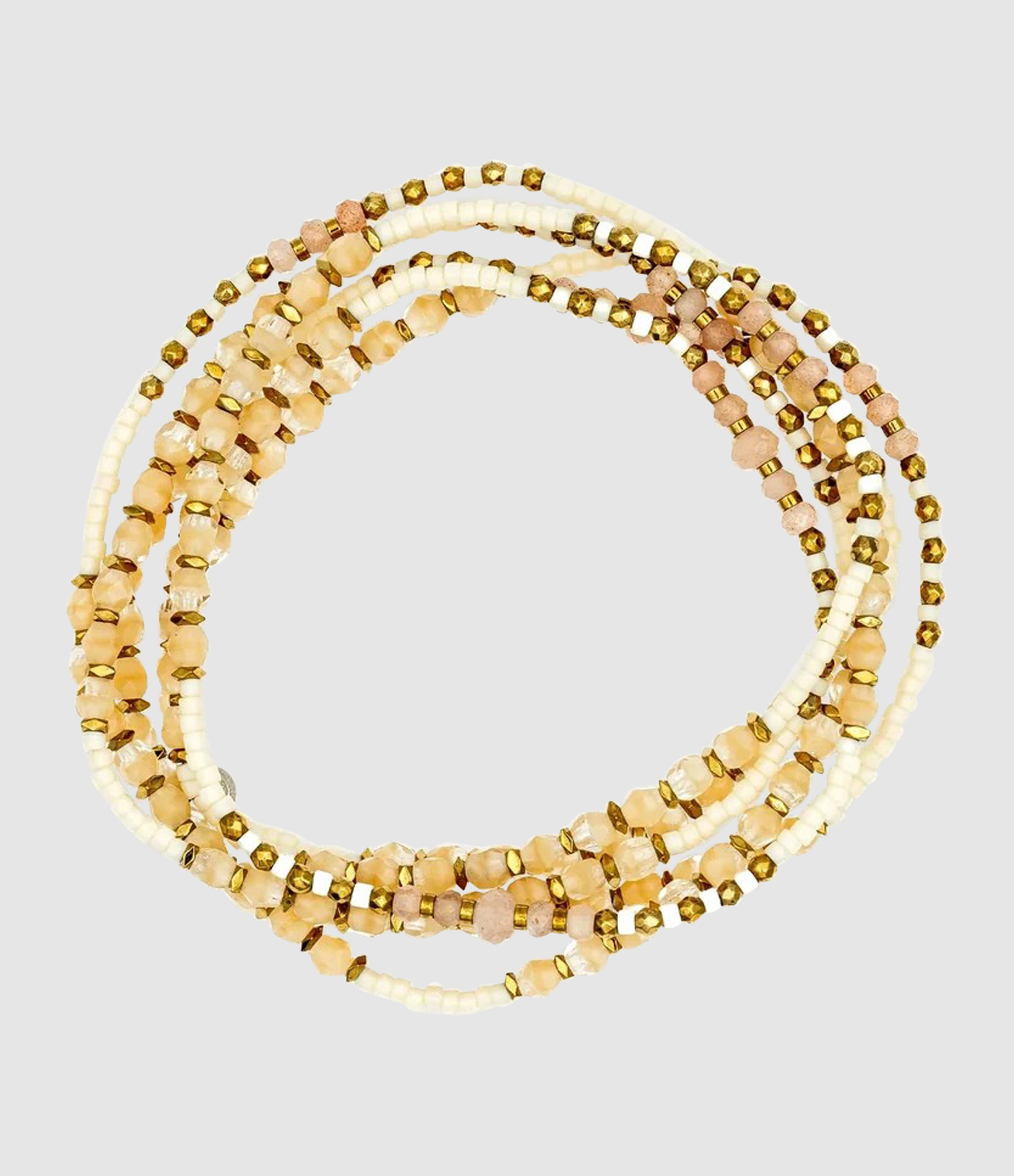 Collier Et Bracelet 6 Tours Alignement Vanille