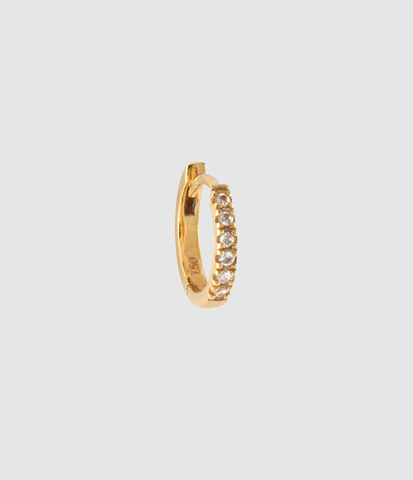 Créole Pavée Diamants Or Jaune (vendue à l'unité)