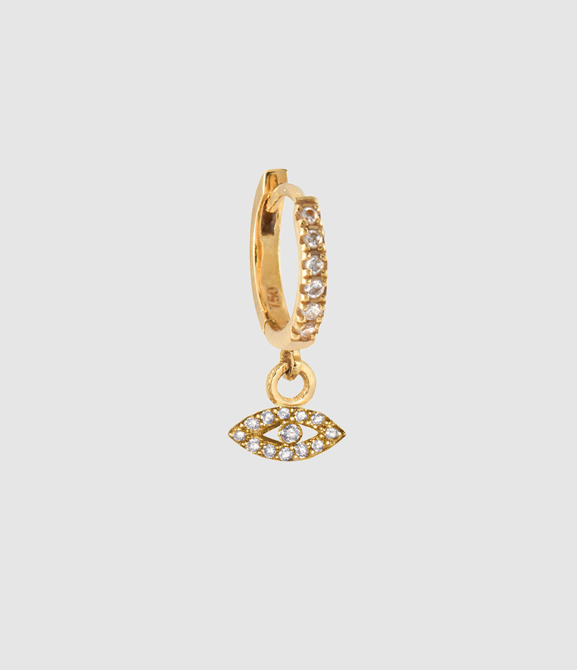 Créole Œil Diamants Or Jaune (vendue à l'unité)