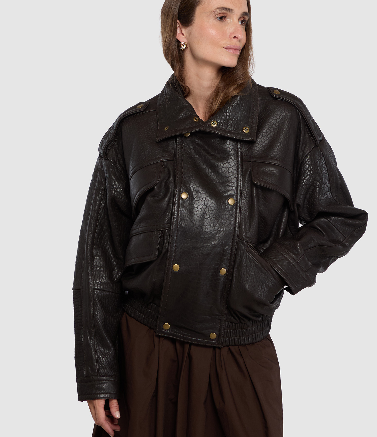 Veste Holly Leather Dark Brown