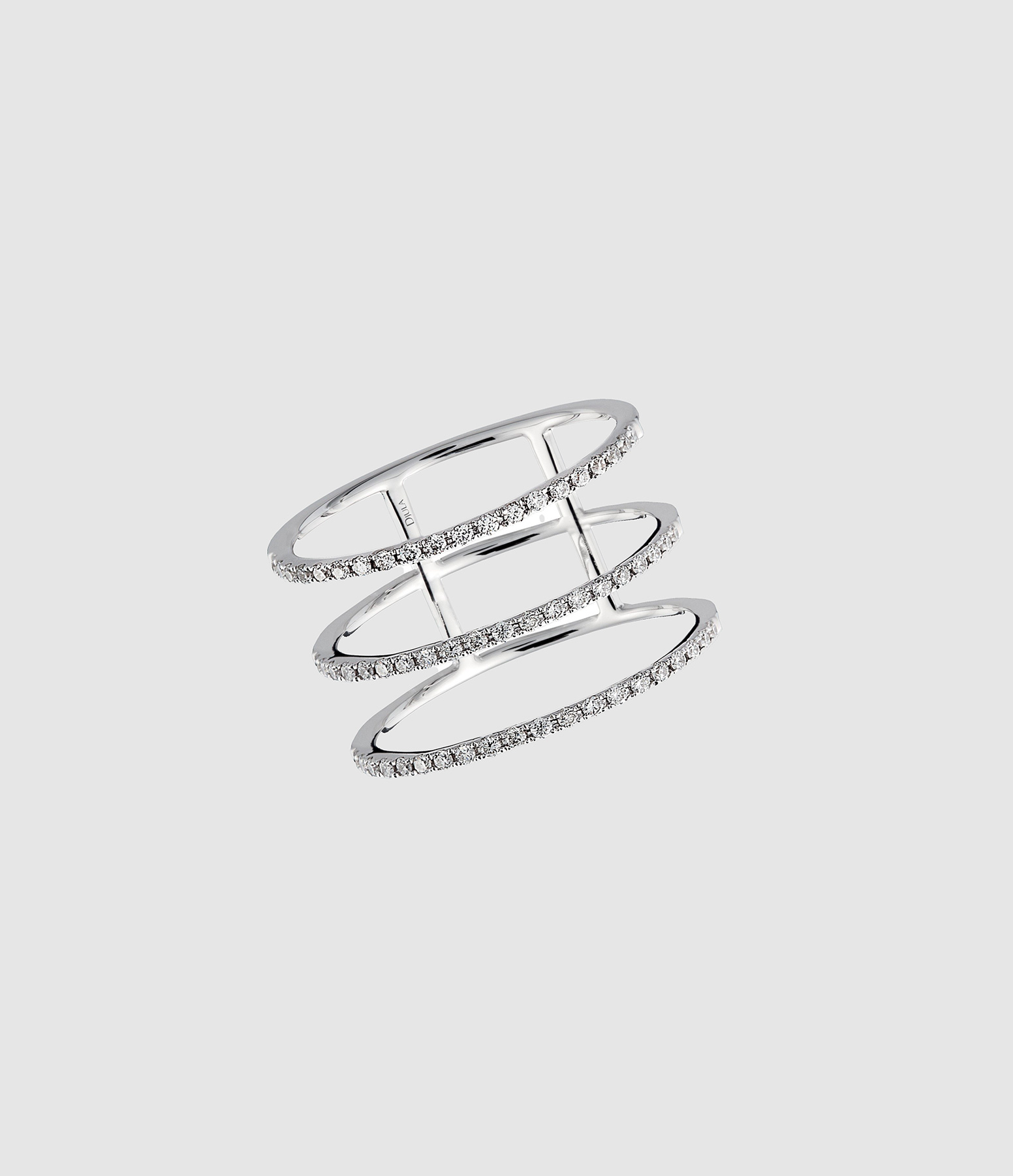 Bague Graphique Triple Anneau Diamants Or Blanc