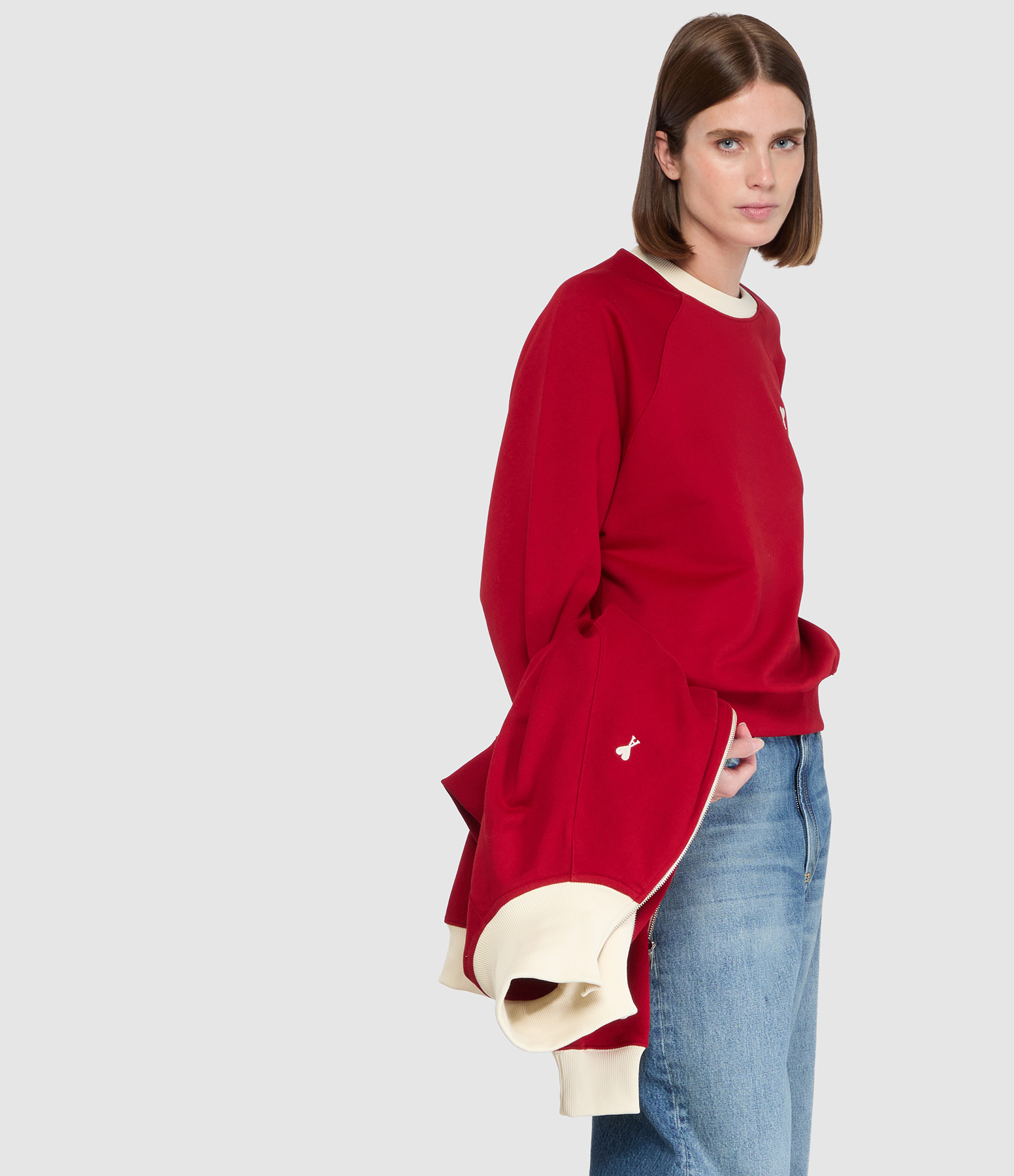 Sweatshirt Off White Ami De Coeur  Rouge Rubis Ivoire